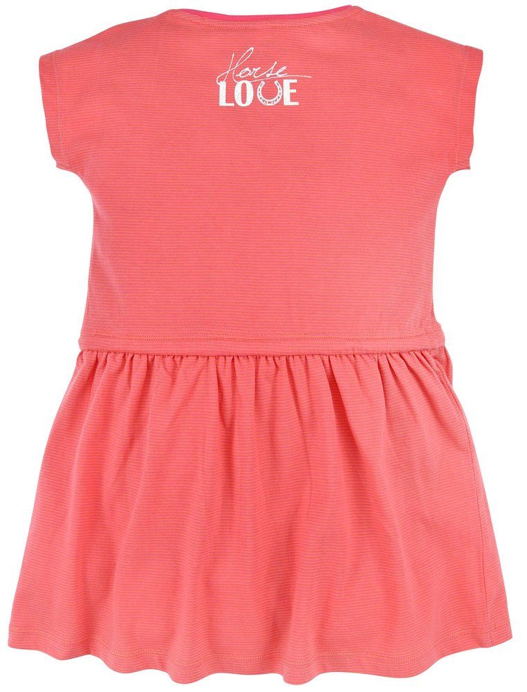 Kinderkleid Mädchen Shirtkleid 36182, "Beauty" Sommerkleid Pink BONDI mit Printmotiv Orange Pferdemotiv -