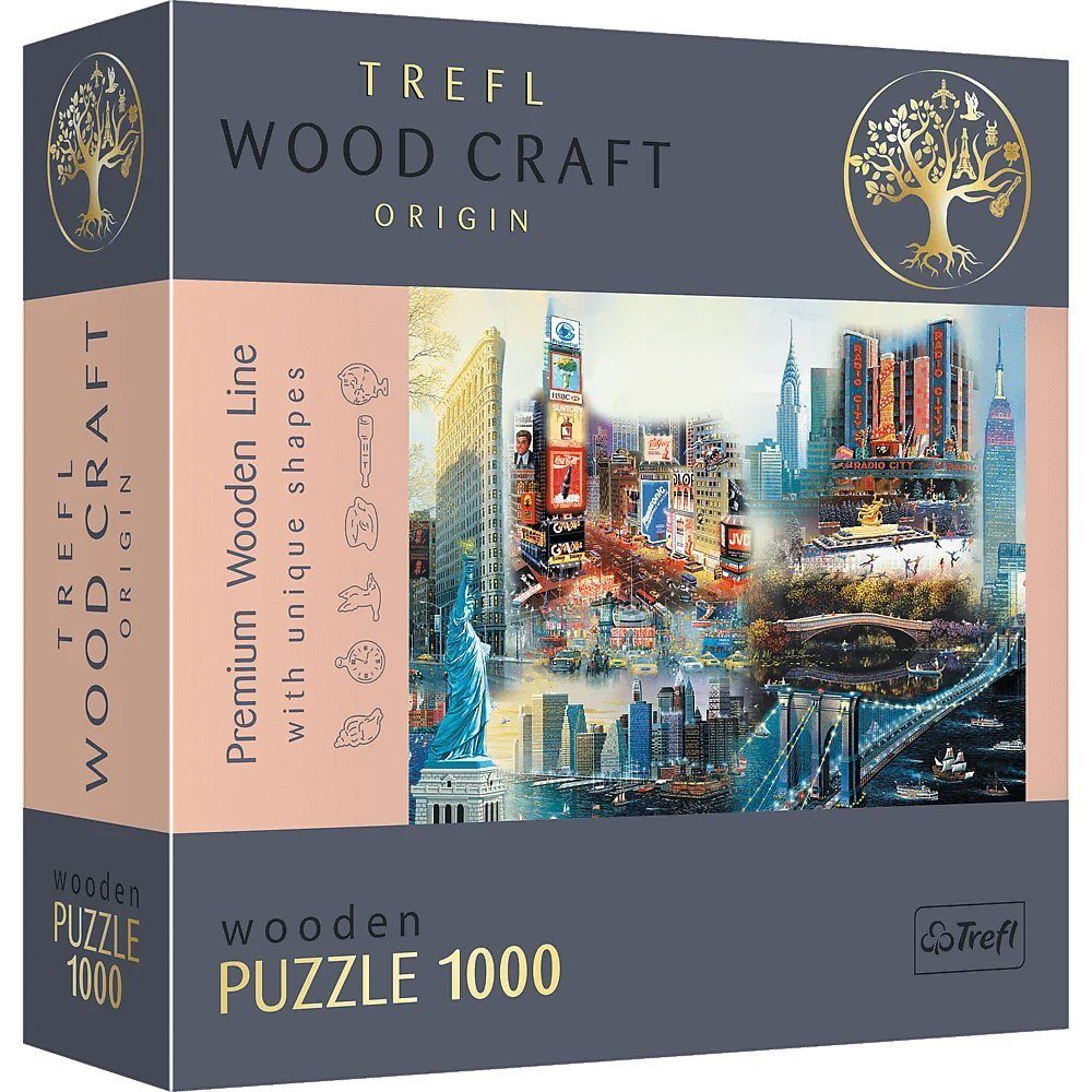 Trefl Puzzle Trefl 20147 New York Collage 1000 Teile Holzpuzzle, 1000 Puzzleteile, Made in Europe | Puzzle