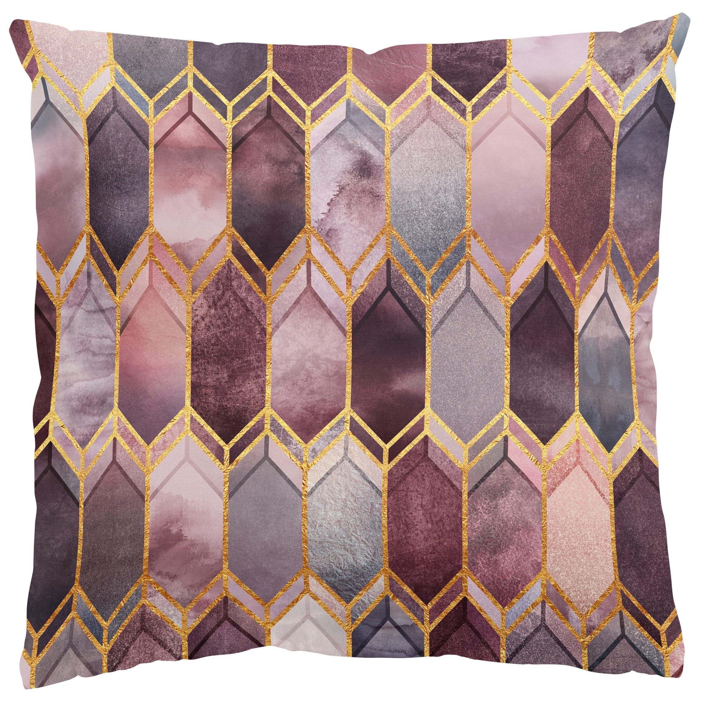 Bilderdepot24 Dekokissen drinnen Kissenhülle/ Sofakissen/ Zierkissen Kissenhülle rosa Muster Ab, Bezug Aquarell mit / ohne Füllung Zierkissen Outdoor Sofa Bett