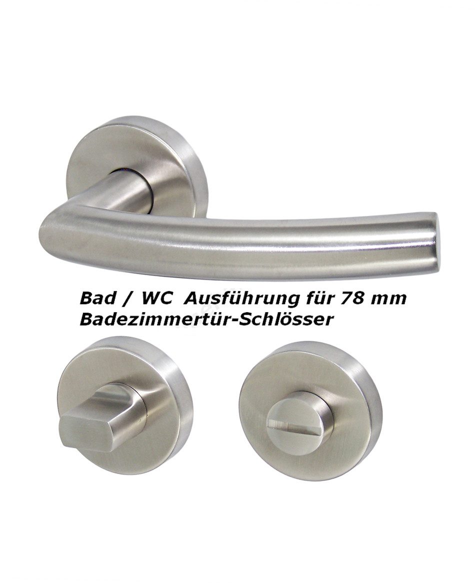 Häusler Onlinehandel GmbH Türbeschlag Edelstahl V2A Türbeschlag 1474 Paula R Türklinke Türdrücker (WC Türbeschlag, Kompletter Türbeschlag Beidseitig), Rückholfeder zur Schlossentlastung