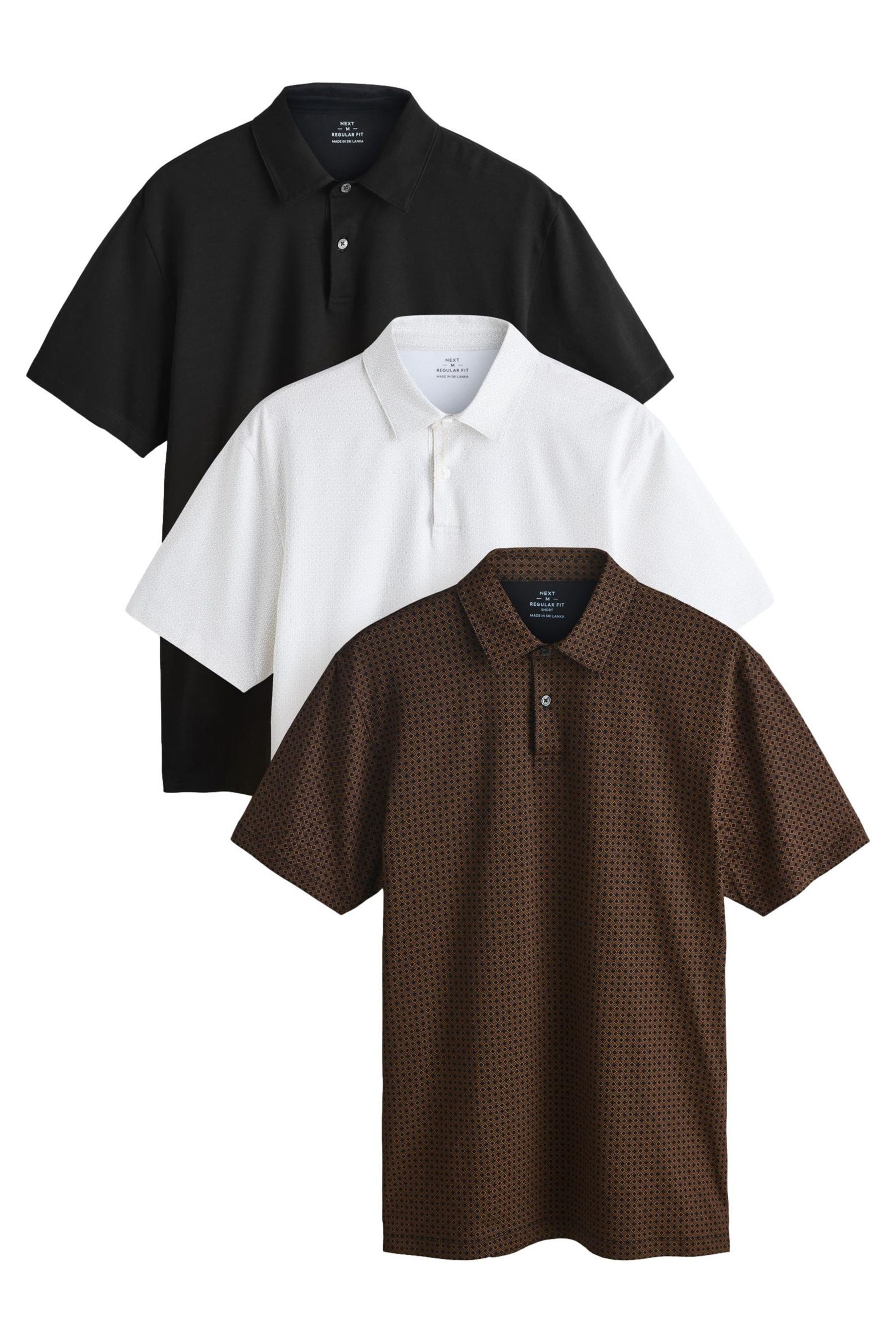 Poloshirt Regular Fit Kurzarm-Poloshirts, 3er-Pack