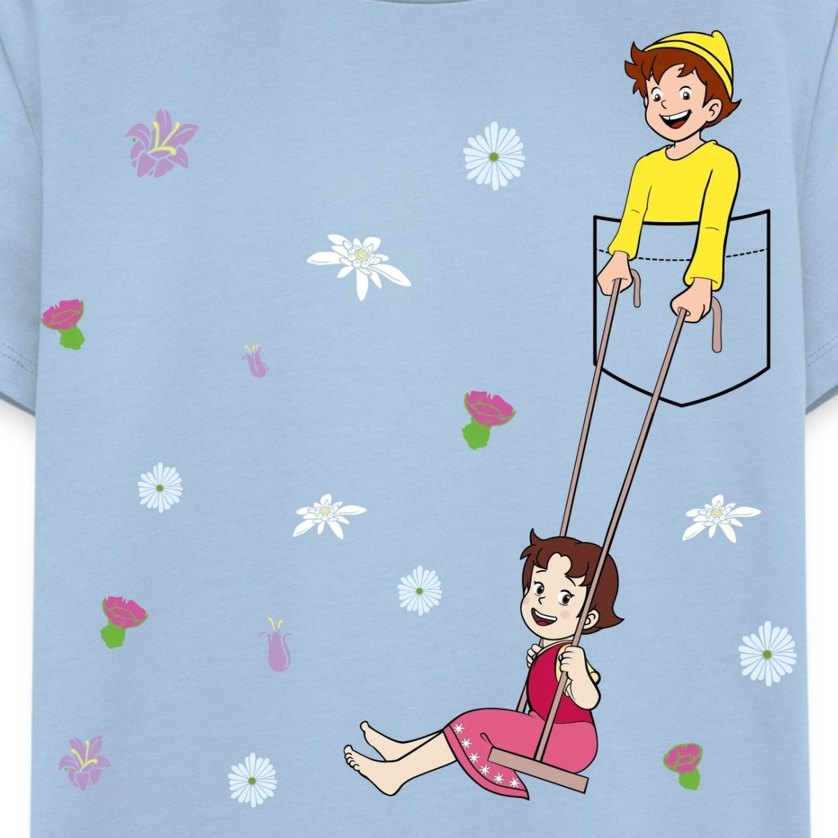 Spreadshirt T-Shirt Heidi Schaukelt Mit Peter Brusttasche Kinder Premium T-Shirt (1-tlg)