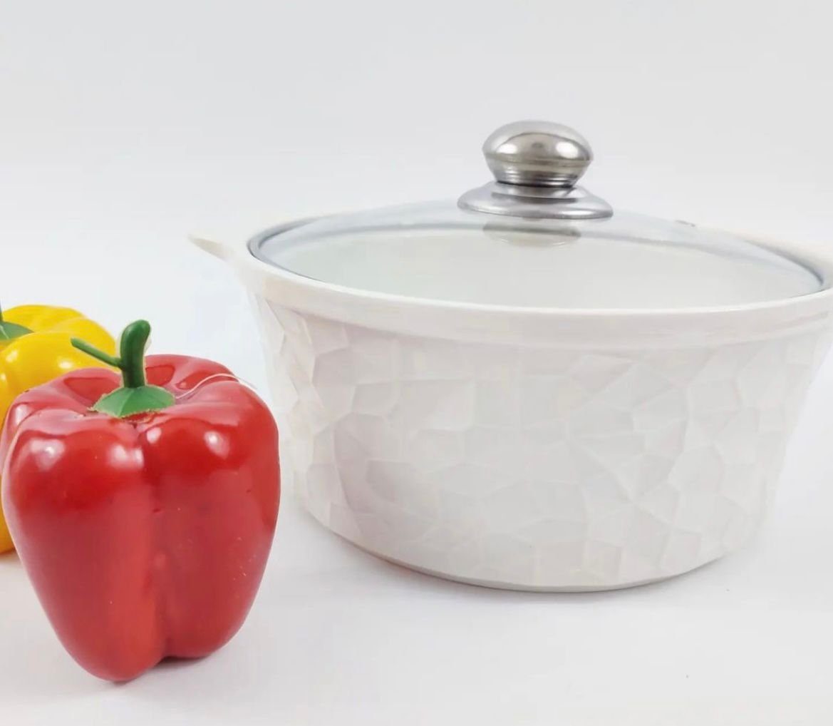 ZELLERFELD Topf-Set »3-Teilig Keramik Topf Set Auflauf Suppe Set mit  Glasdeckel Kochgeschirr-Set Topfset Motiv 1 weiß«, (3-tlg) online kaufen |  OTTO