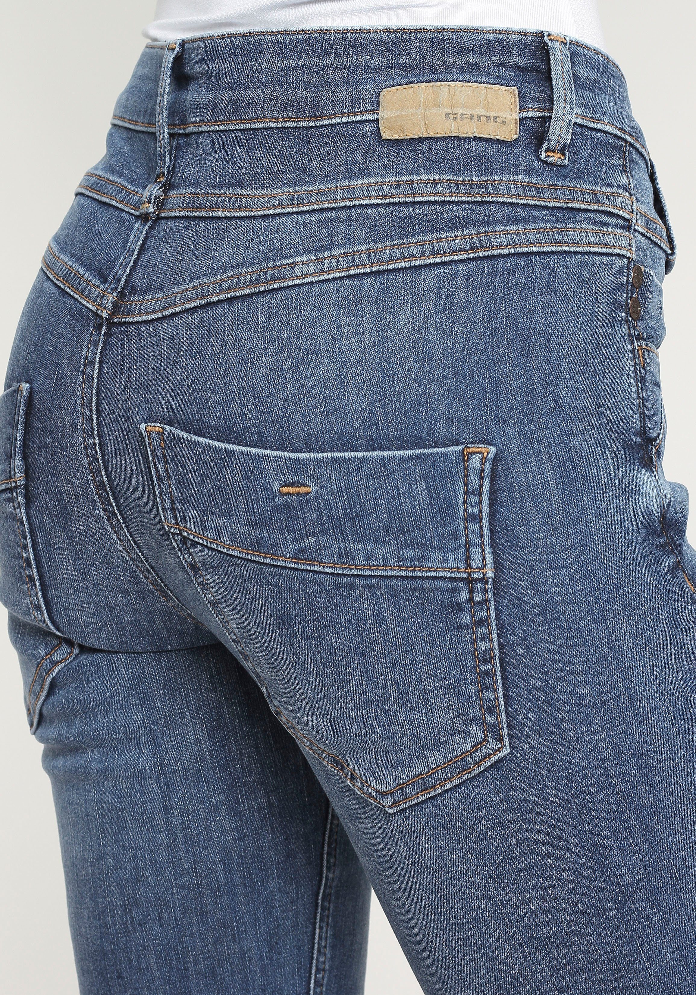 GANG Slim-fit-Jeans 94CARLI mit offener light Knopfleiste blue