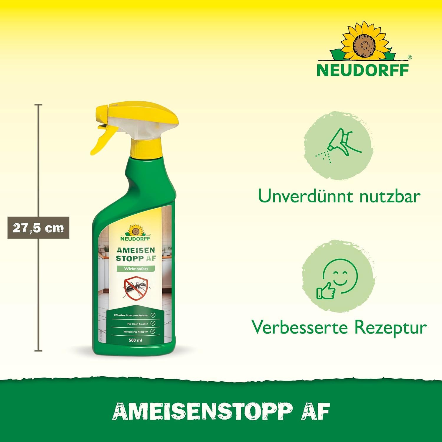 Neudorff Tierabwehrspray Neudorff AmeisenStopp AF Ameisenspray für Innen und Außen, 500 ml, 1-St., wirkt besonders schnell und hält Ameisen zuverlässig fern