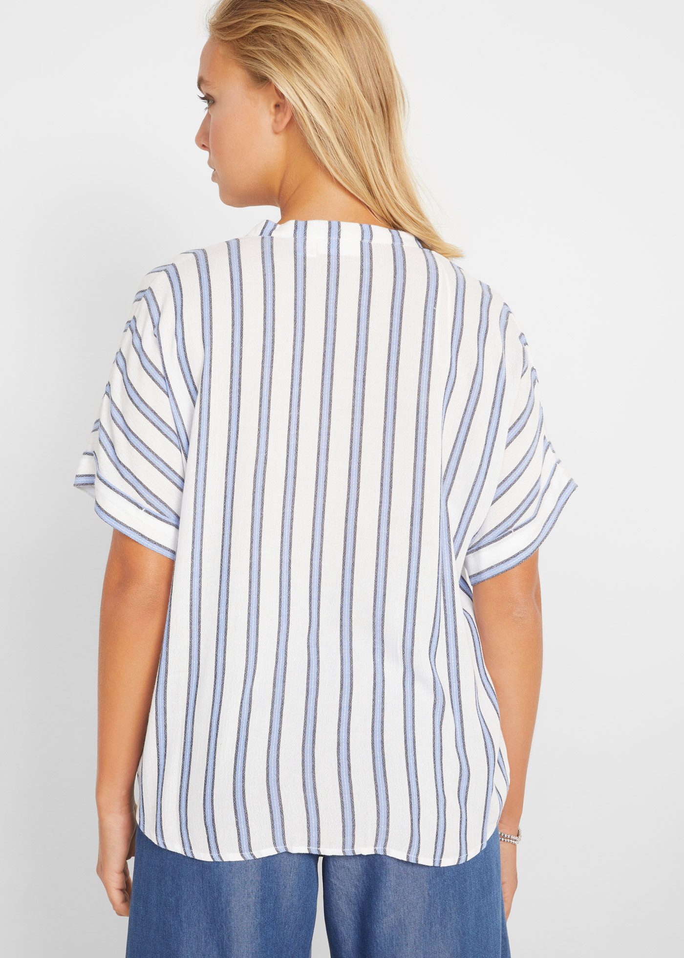 bonprix Hemdbluse mit schmalem Stehkragen und V-Ausschnitt günstig online kaufen