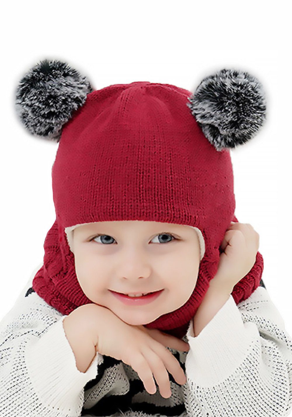 Vivi Idee Schlupfmütze Kinder Schalmützen BalaclavaFleece Wollmütze Strickmütze Wintermütze für Mädchen ab 3 Jahre