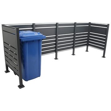 DEGAMO Mülltonnenbox Sichtschutz LÜBECK, für 4 Tonnen bis 240 Liter, Metall anthrazit