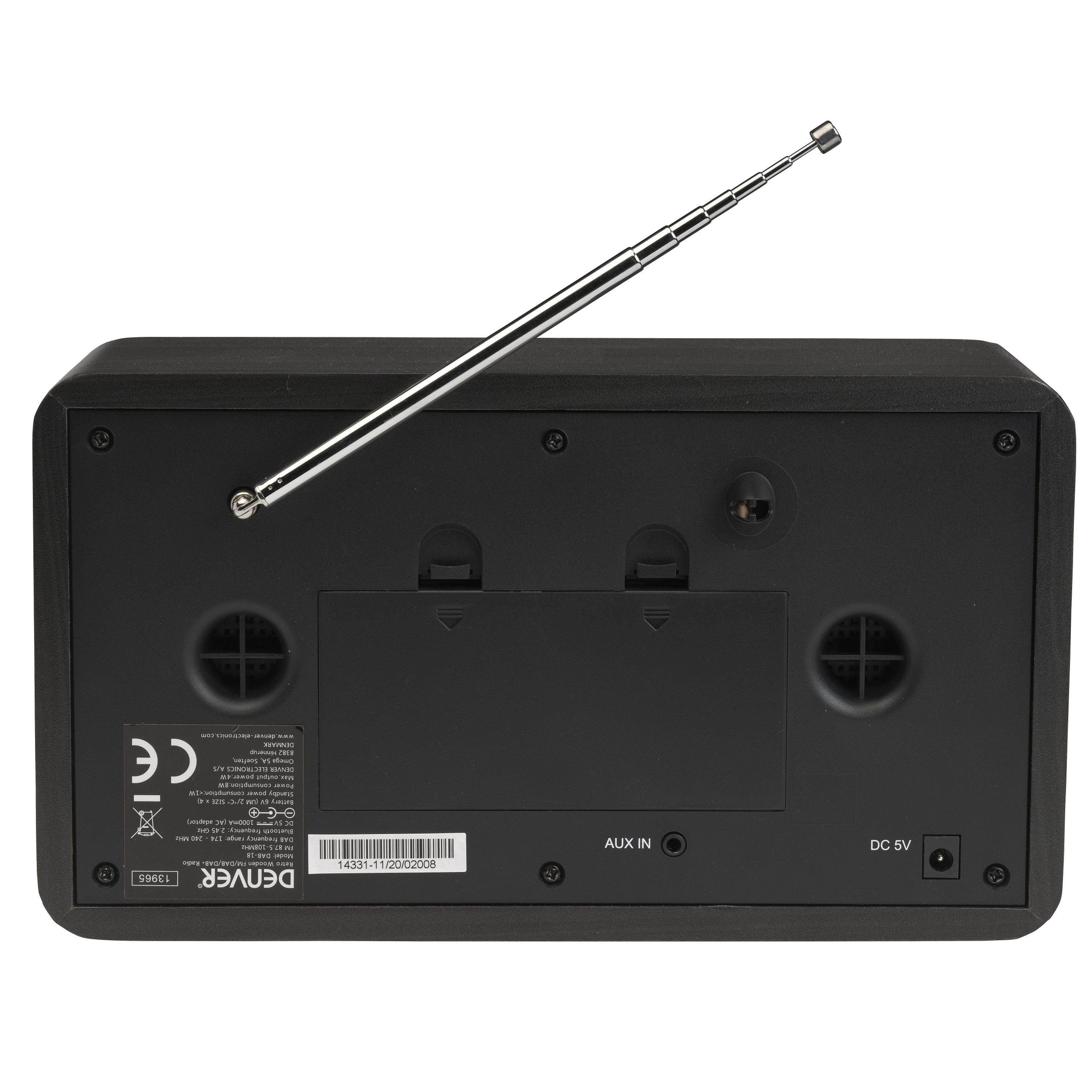 Denver DAB-18 DARK GREY Radio (Echtholz-Retro-Design · DAB+ & FM · Bluetooth · Wecker)