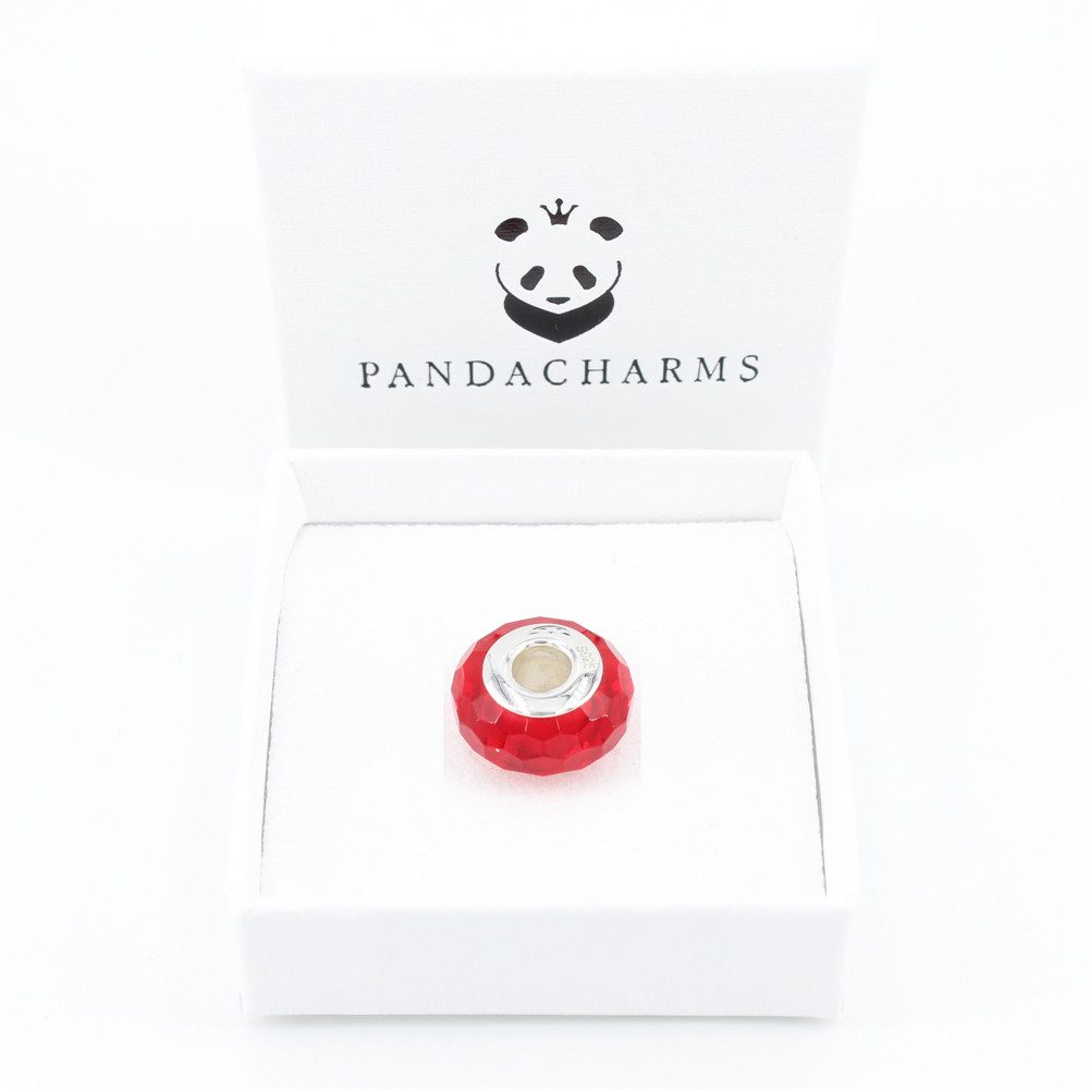 PANDACHARMS Bead Großer Roter Facettenglas Charm für Armband, Hülse aus 925 günstig online kaufen