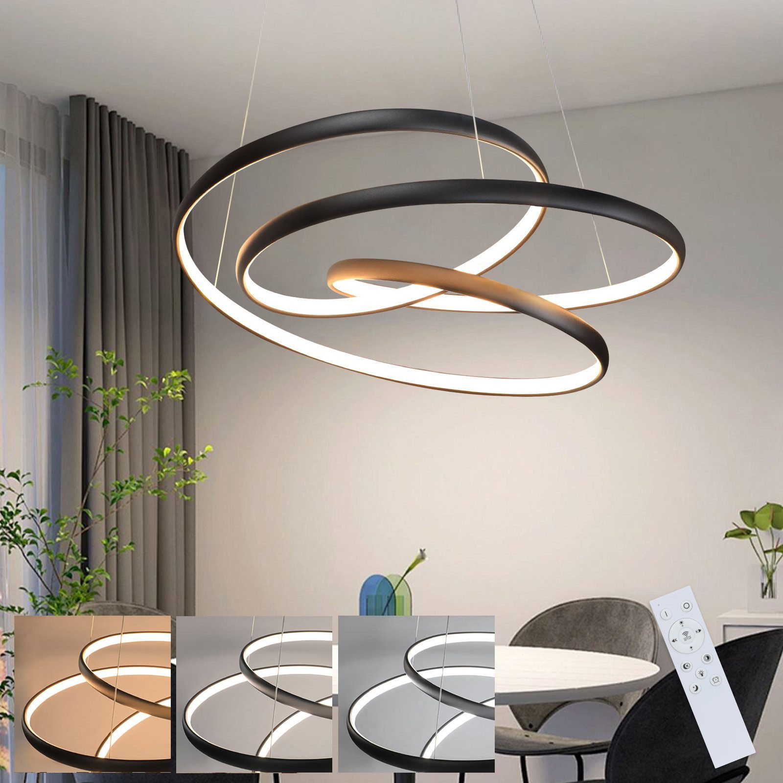 Nettlife LED Pendelleuchte Hängelampe Esstisch Pendelleuchte Schwarz, Dimmb günstig online kaufen