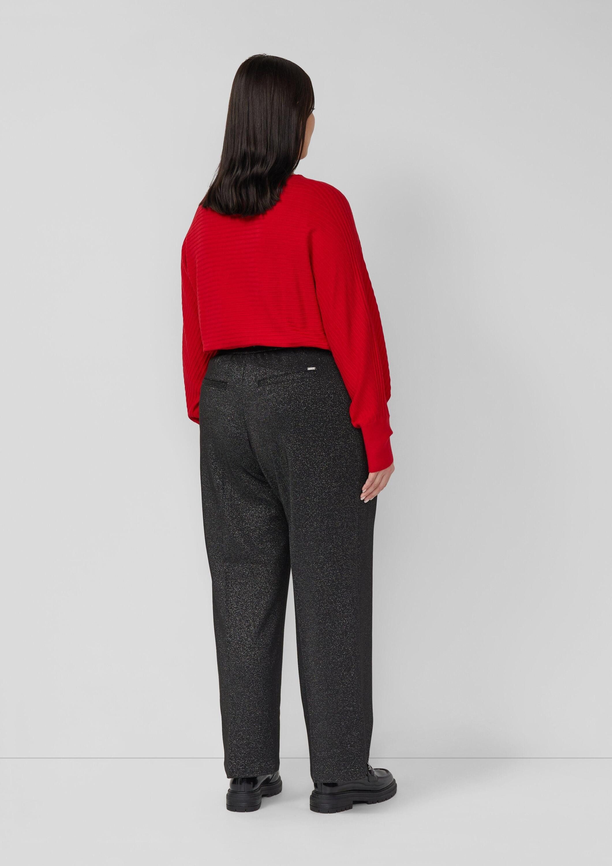 s.Oliver Chinos Hose Bundfaltenhose mit Glitzergarn und elastischem Bund