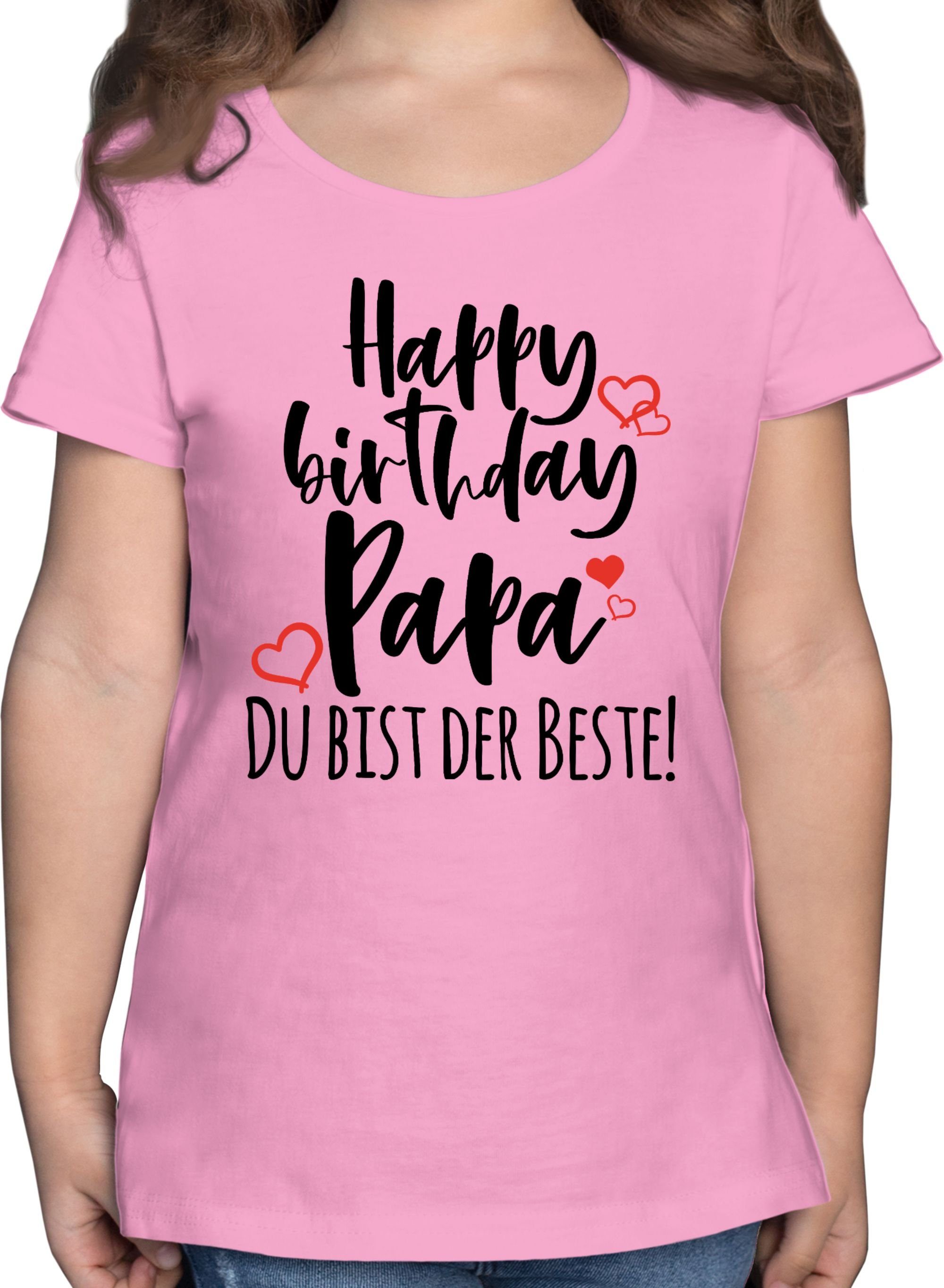 Shirtracer T-Shirt Happy Birthday Papa Statement Sprüche Kinder 1 Rosa