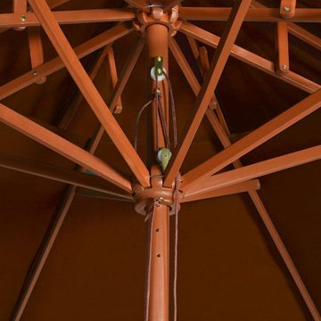 furnicato Sonnenschirm mit Doppeldach und Holzmast Terrakotta-Rot 270 cm
