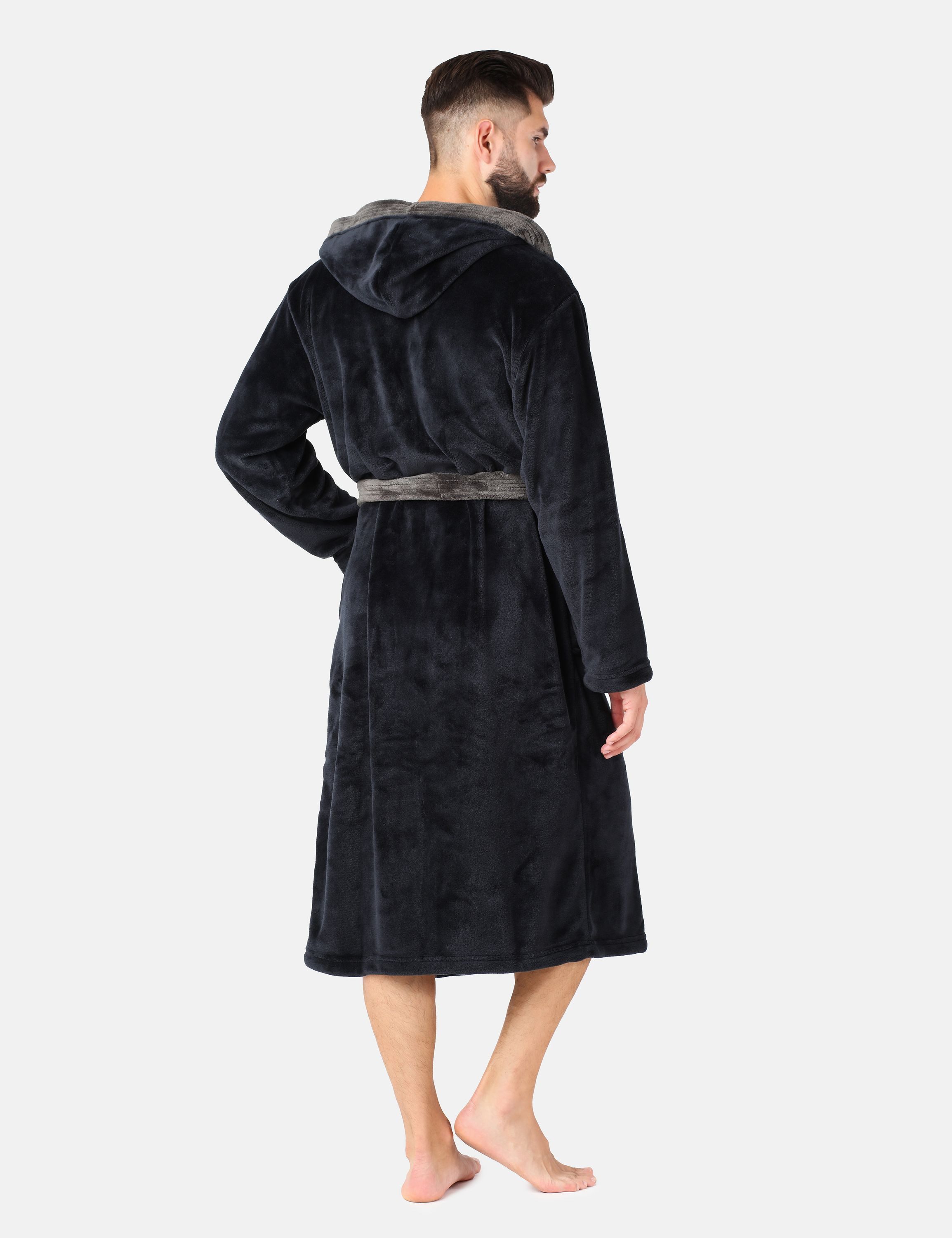 Ladeheid Bademantel Herren Bademantel lang mit Gürtel LA40-221, lang, Polyester, Taschen