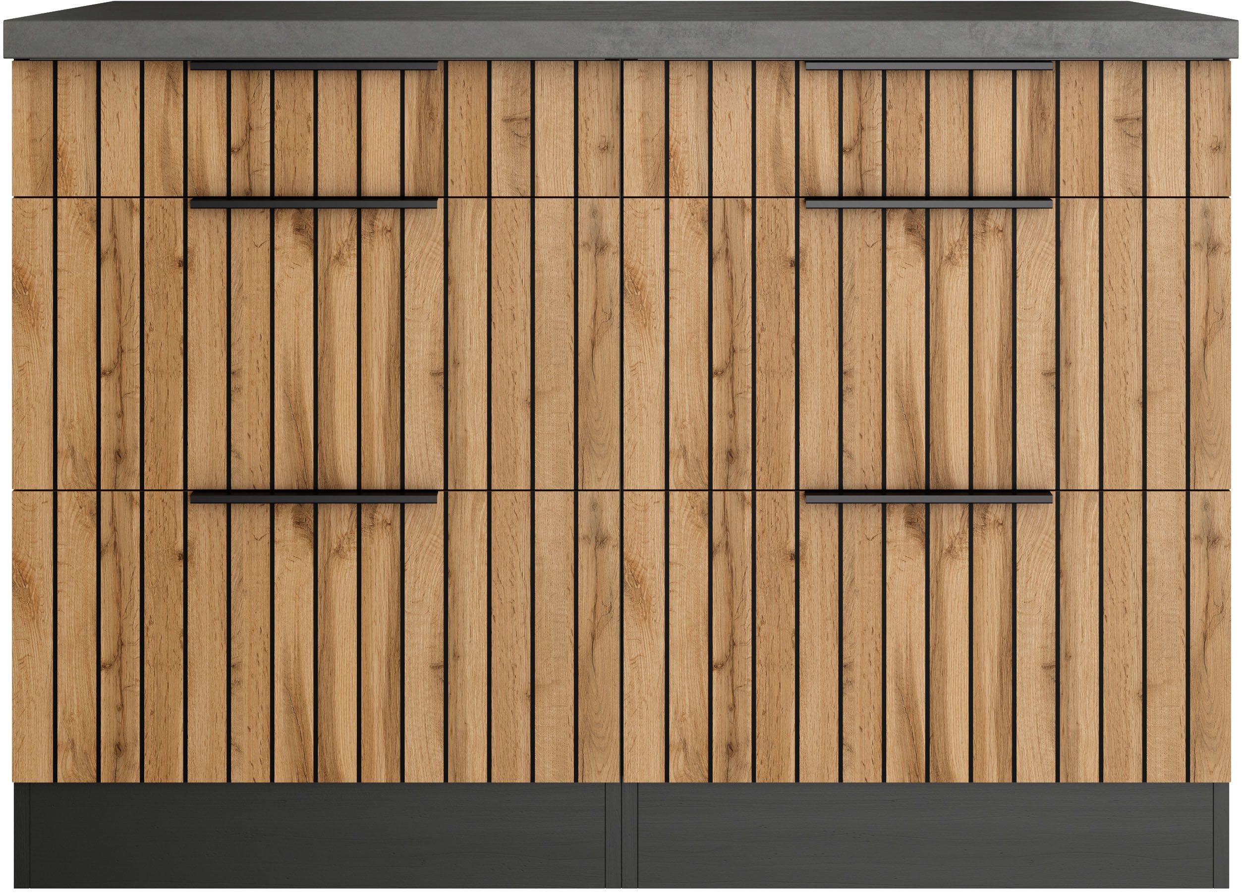 KOCHSTATION Unterschrank KS-Lagos Breite 120 cm, 2 Schubkästen, 2 Auszüge