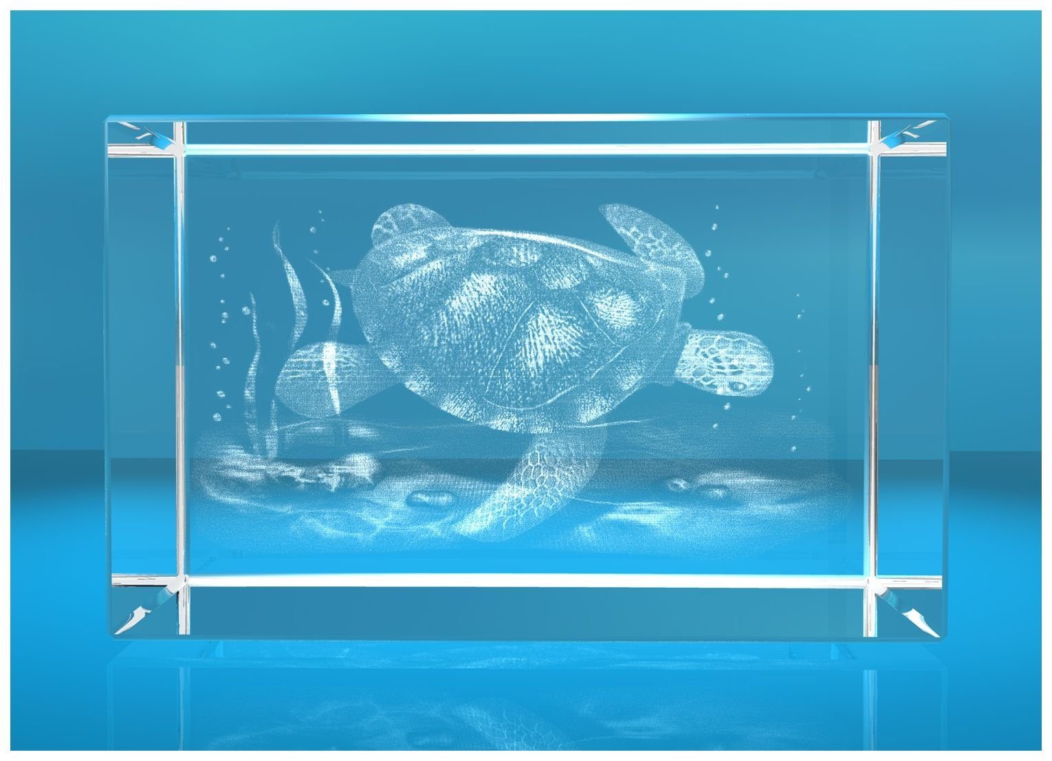 VIP-LASER Dekofigur 3D Glaskristall Schildkröte, Hochwertige Geschenkbox, Made in Germany, Familienbetrieb