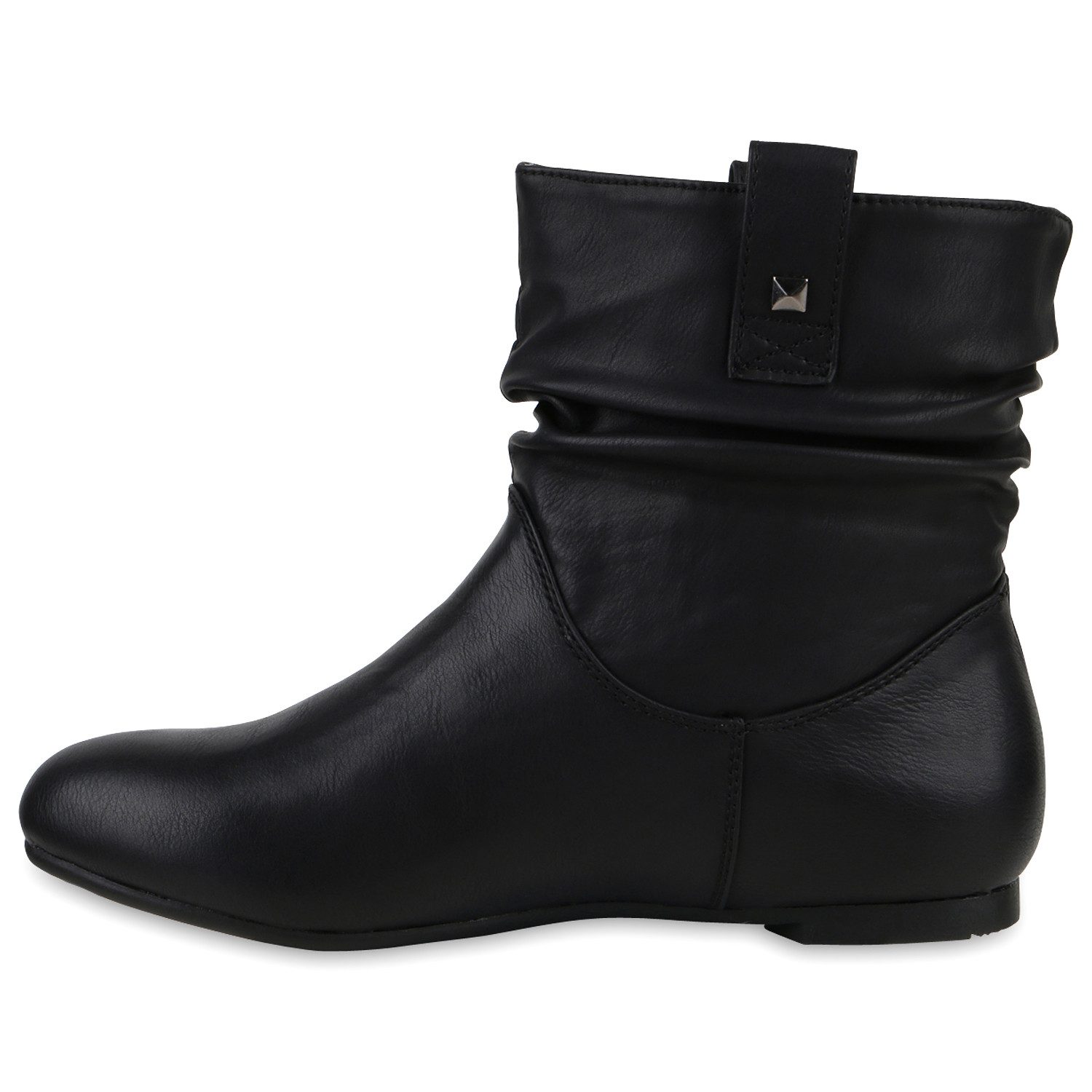 VAN HILL 811678 Schlupfboots Gefütterte Damen Schlupfstiefel Nieten Stiefeletten Leder-Optik