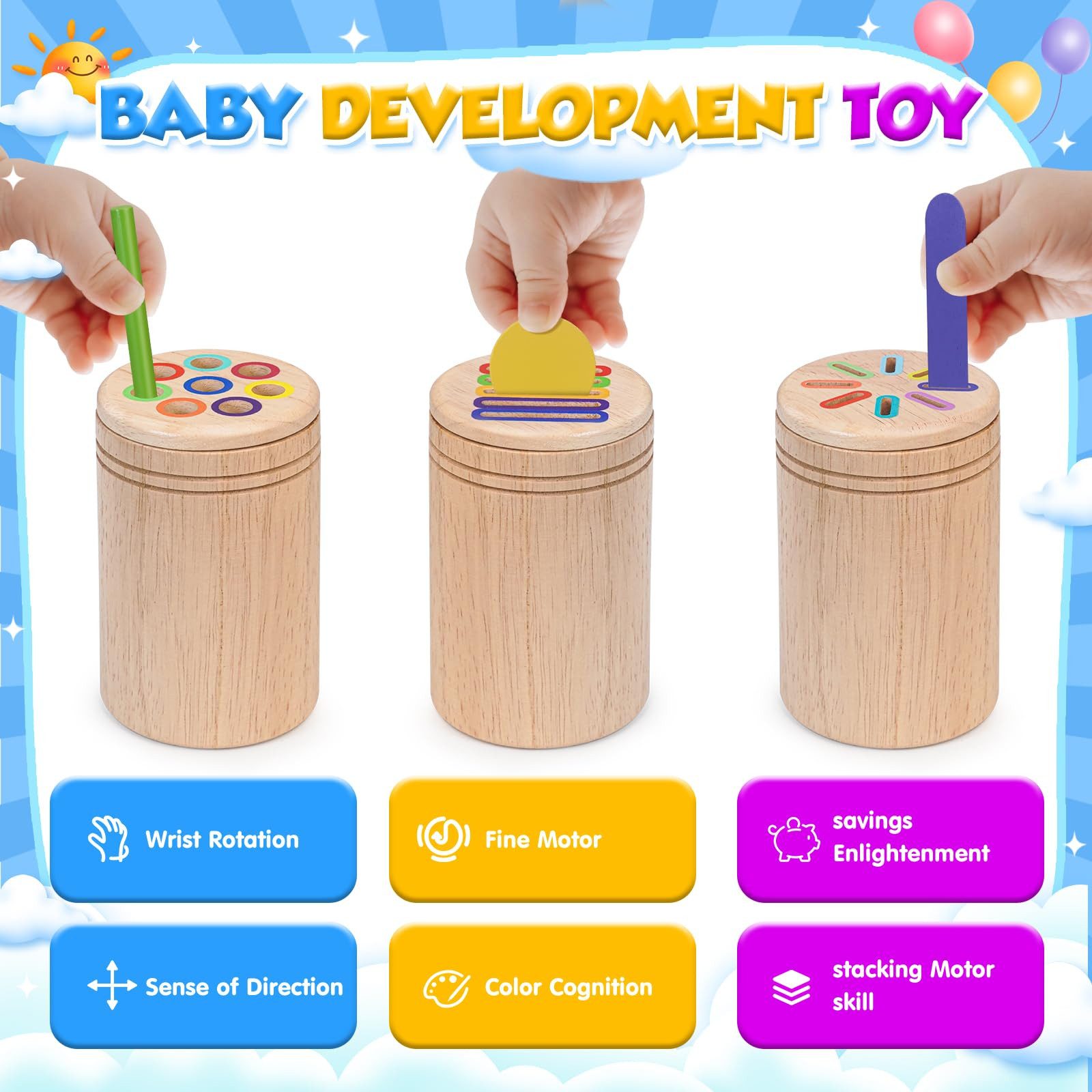 CLTYQ Lernspielzeug Montessori Spielzeug ab1Jahr, Baby Spielzeug,Farbe Sort günstig online kaufen