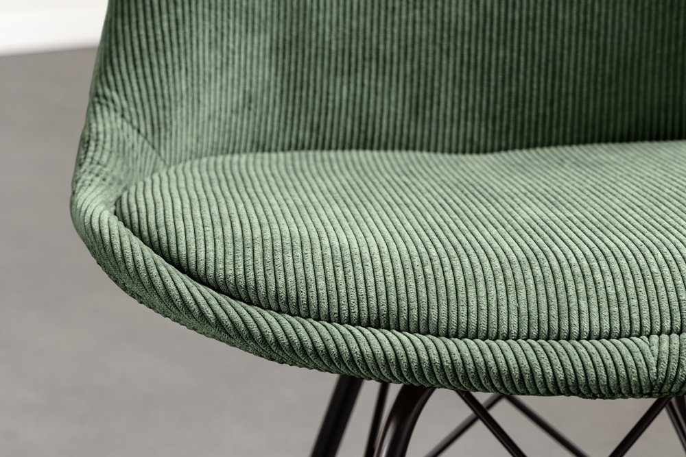 Retro grün 1 (Einzelartikel, · SCANDINAVIA Design · grün grün Esszimmer MEISTERSTÜCK / Wohnzimmer Cord · schwarz St), riess-ambiente · | Metall Polsterstuhl