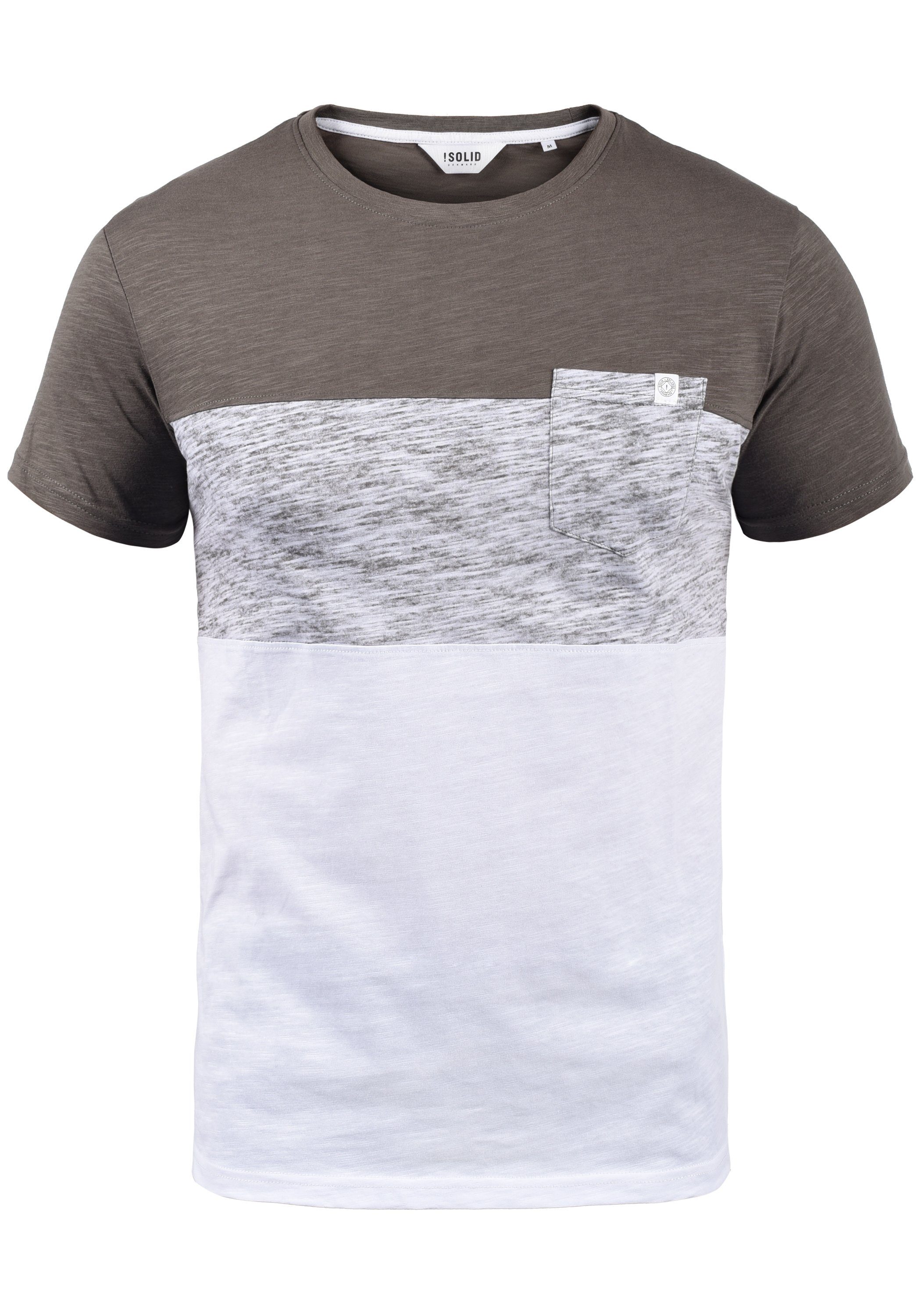 !Solid Rundhalsshirt SDSinor T-Shirt mit Color Block Mid Grey (2842)