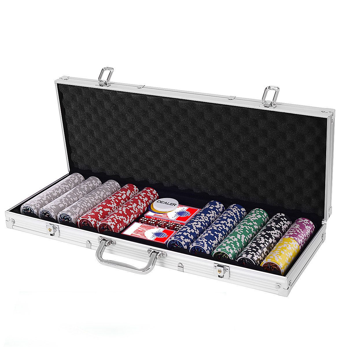 COSTWAY Spielwerkzeug Pokerset, (500-tlg), mit 2 Schlüsseln