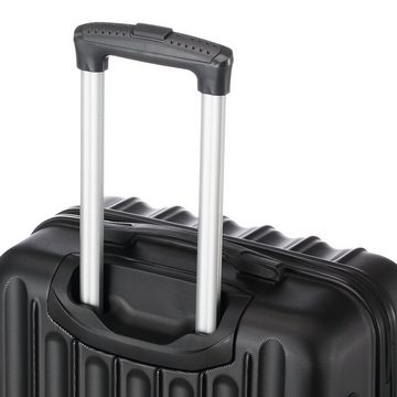 VINGLI Kofferset Trolleyset 3 in 1 tragbarer ABS Trolley Koffer Reisekoffer, Schwarz, 4 Rollen, mit viel Stauraum