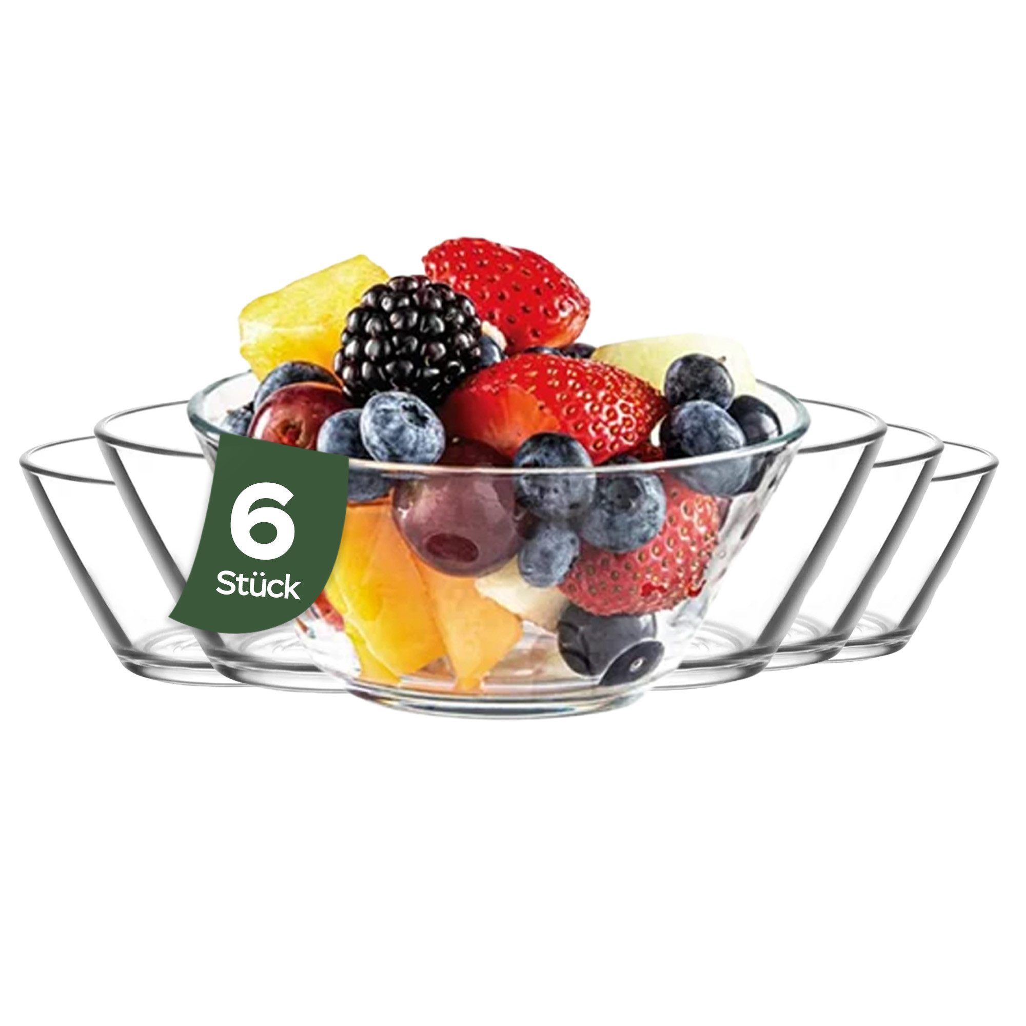 LAV Schale LAV Vega Glasschalen - 345 ml (11 3/4 oz), Glas, (6er-Set, 6-tlg), Schlichte Form, ideal für Desserts, Snacks, Dips
