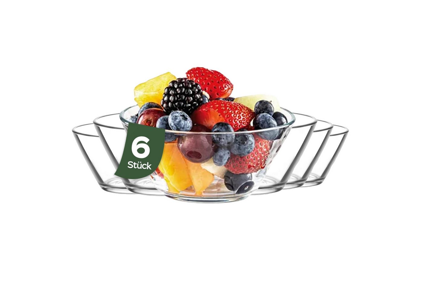 LAV Schale LAV Vega Glasschalen - 345 ml (11 3/4 oz), Glas, (6er-Set, 6-tlg), Schlichte Form, ideal für Desserts, Snacks, Dips