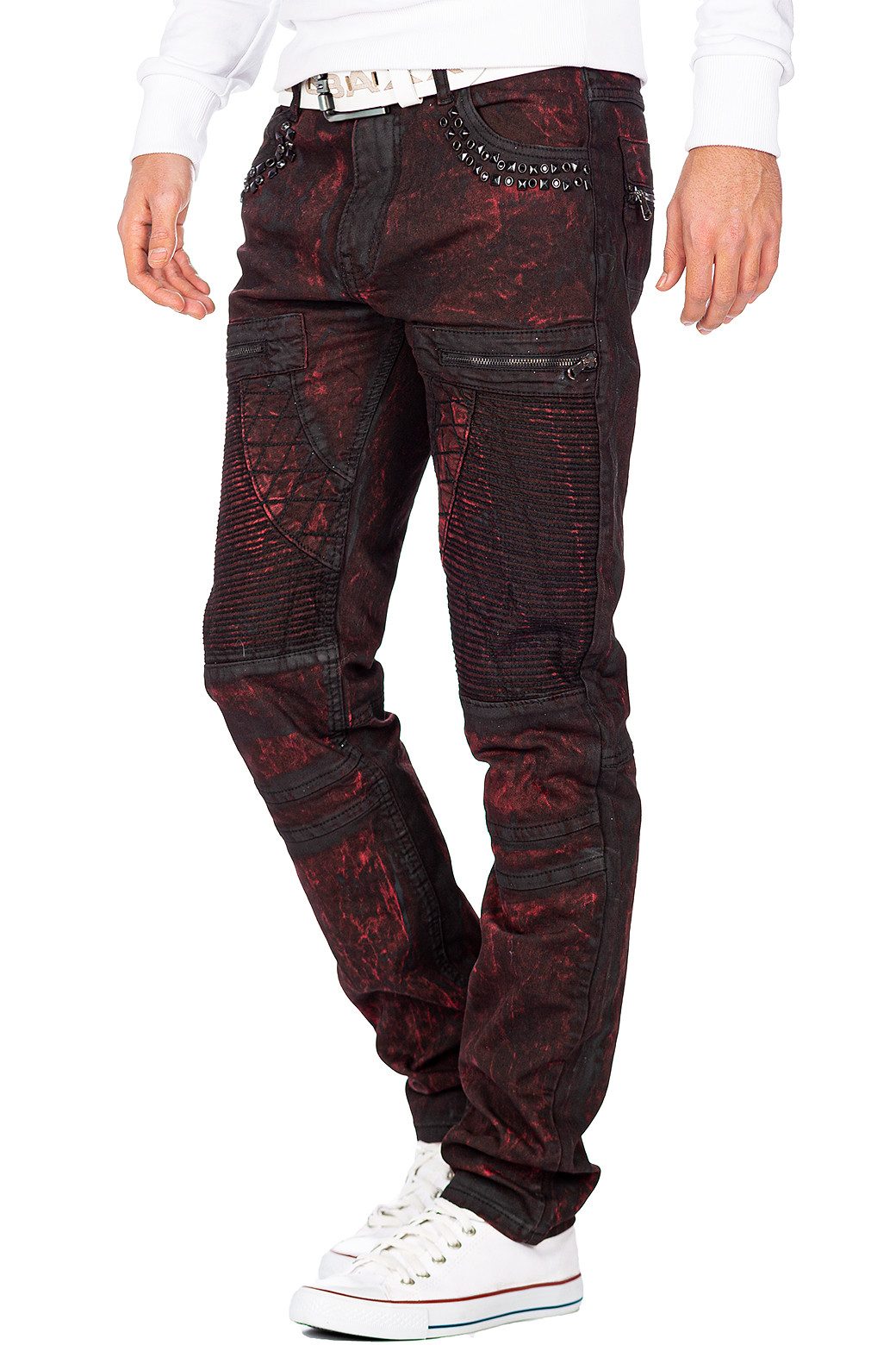 Cipo & Baxx Regular-fit-Jeans Herren regular fit Biker Hose Stonewashed BA- günstig online kaufen