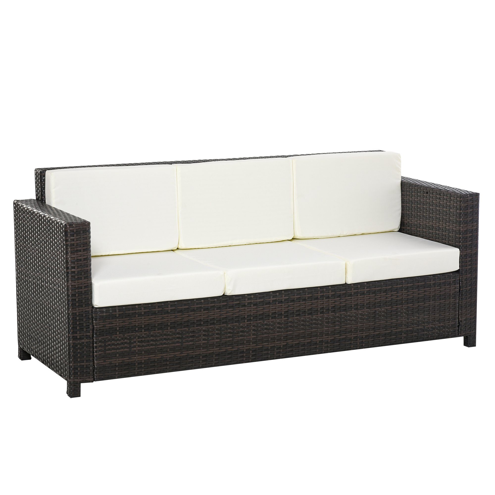 Outsunny Gartenbank 3 - Sitzer Rattansofa günstig online kaufen