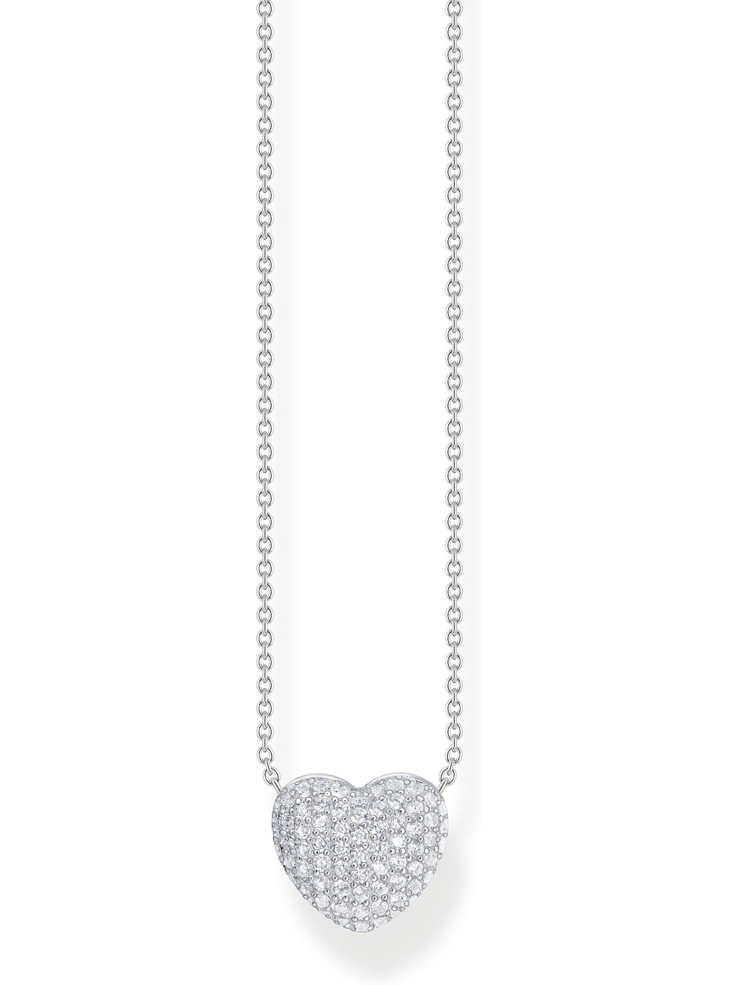 Silberkette Thomas Sabo Damen-Kette 925er Silber Zirkonia Herz