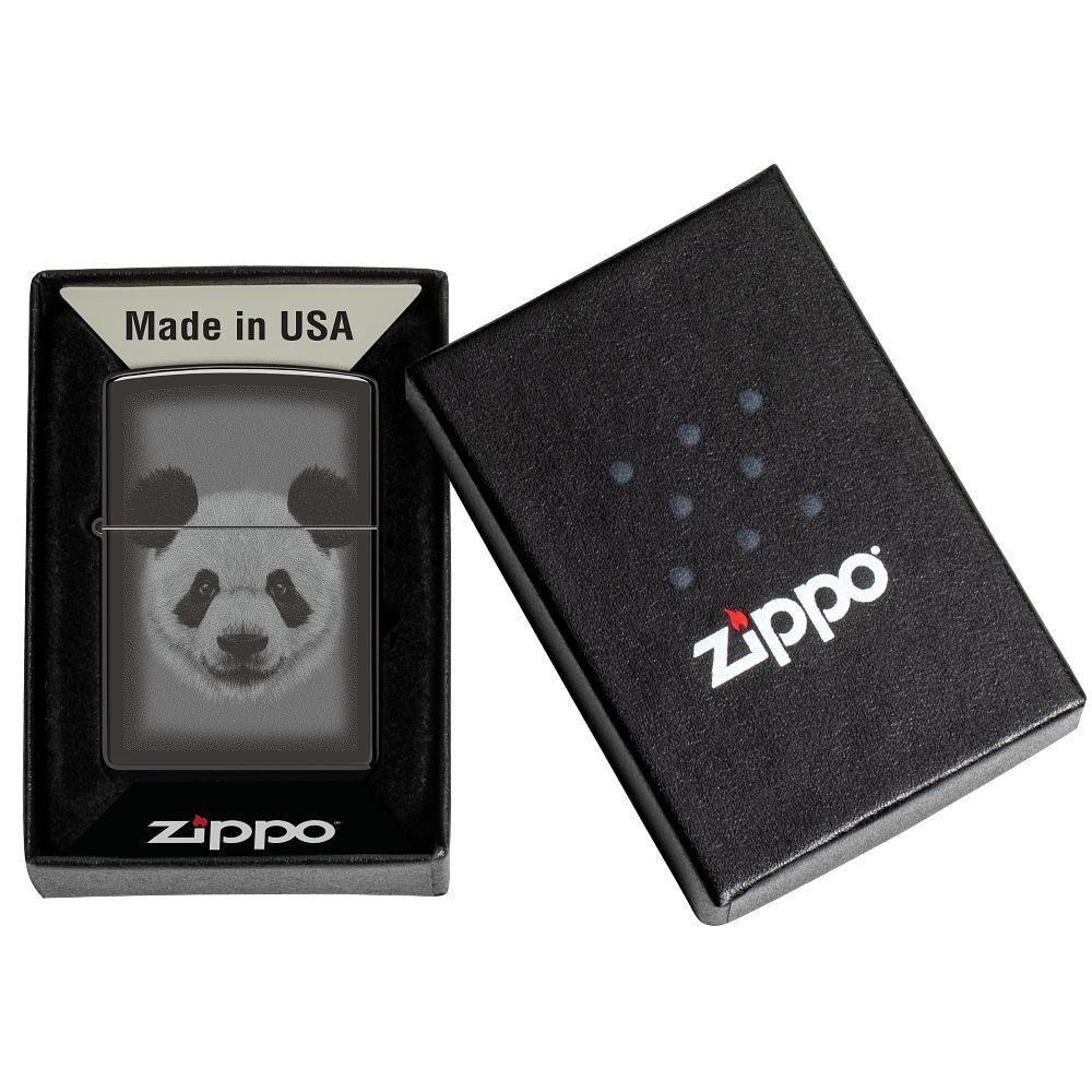 Feuerzeug Zippo Panda Benzinfeuerzeug Anthrazit Geschenk Box