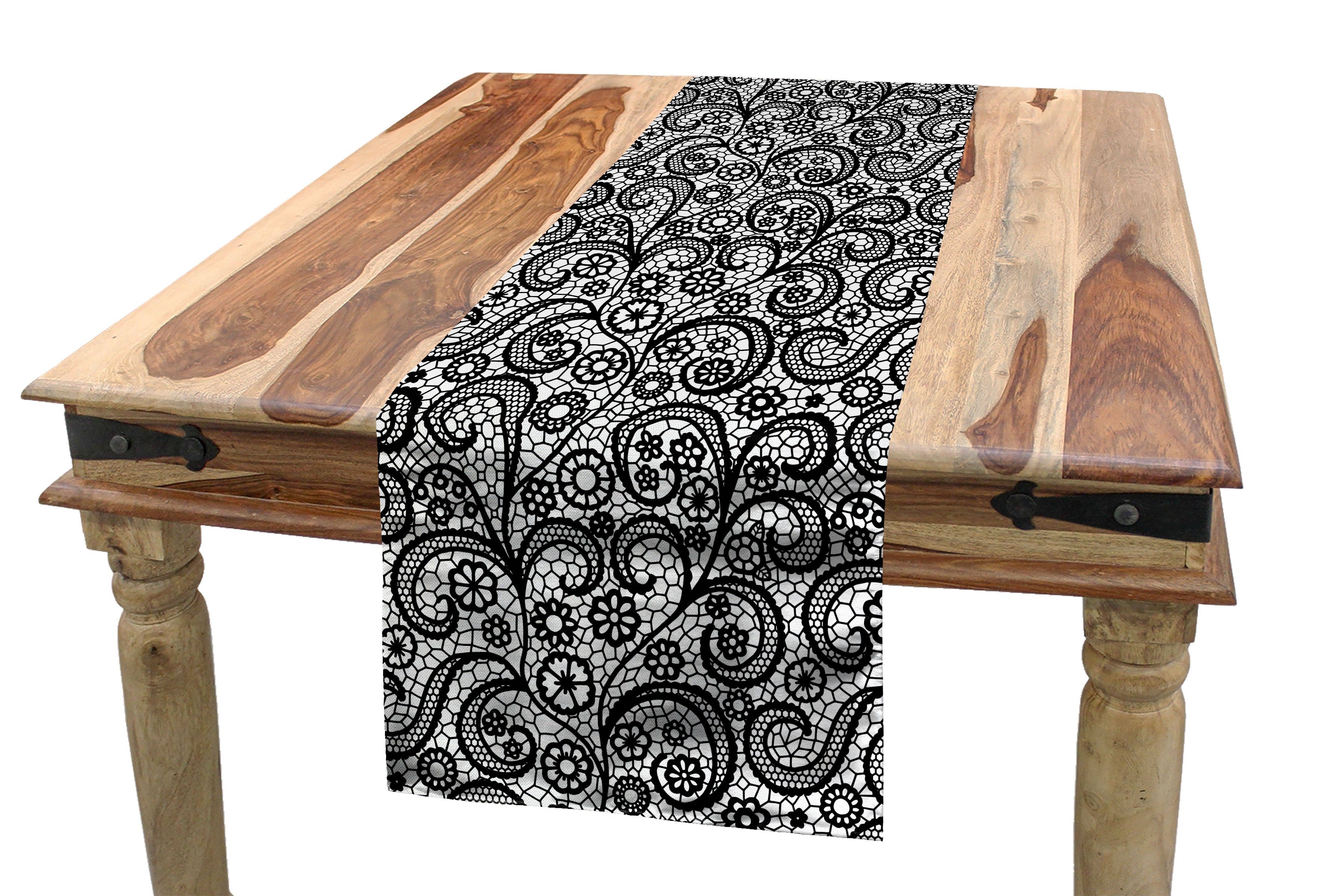 Spitzen-Effekt Abakuhaus Küche Dekorativer Art Muster Deco Tischläufer, Esszimmer Botanik Tischläufer Rechteckiger