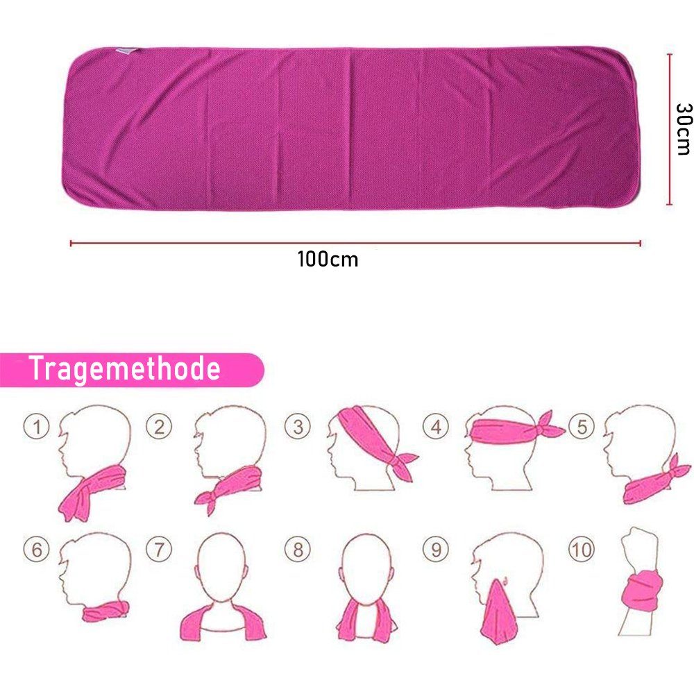 Sporthandtuch 4 für Kühlung Handtuch sofortige Rose Mikrofaser Handtuch, 100x30cm Stück zggzerg Rot