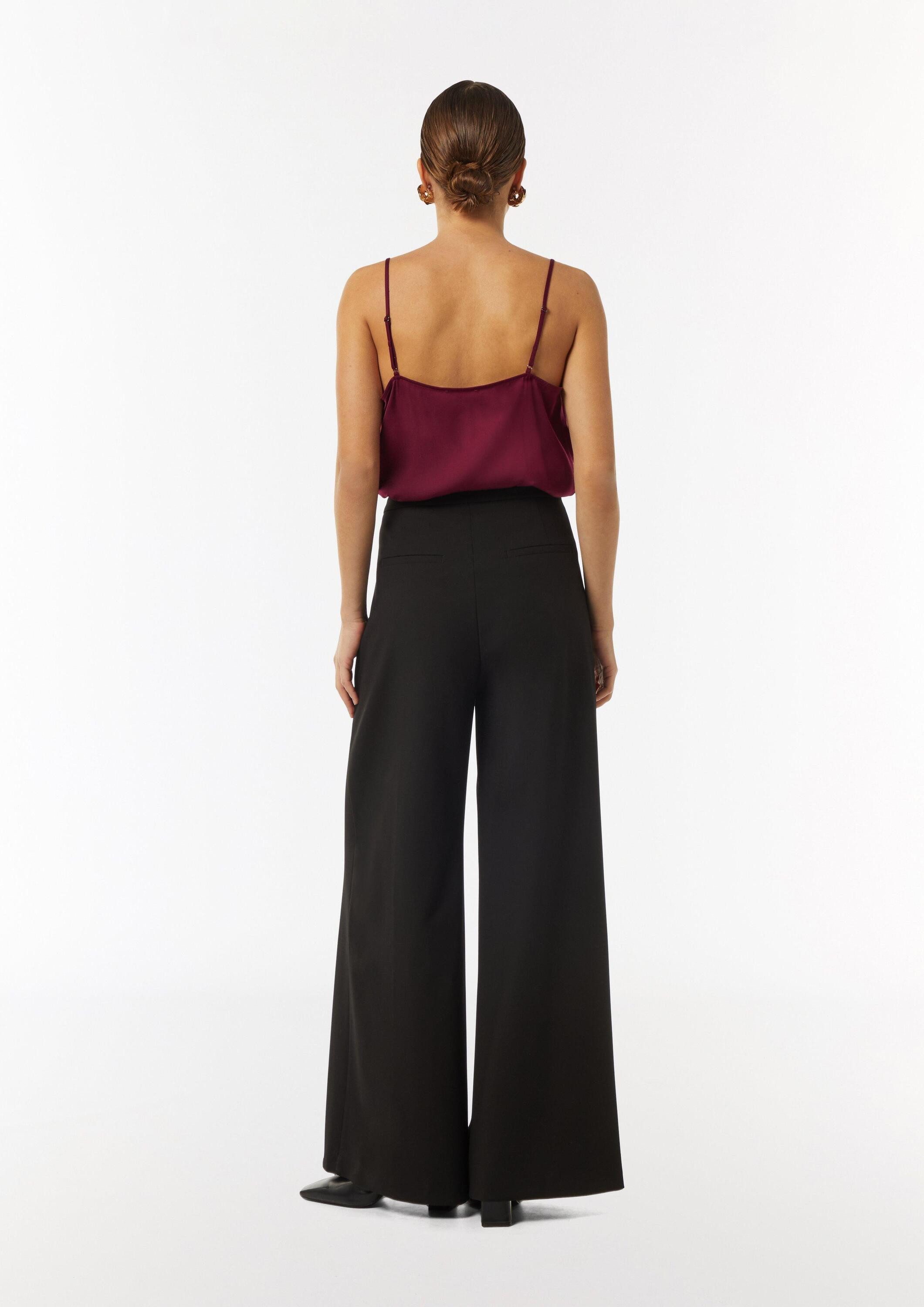 comma Blusentop Bluse Satin-Top mit Spitze und verstellbaren Trägern