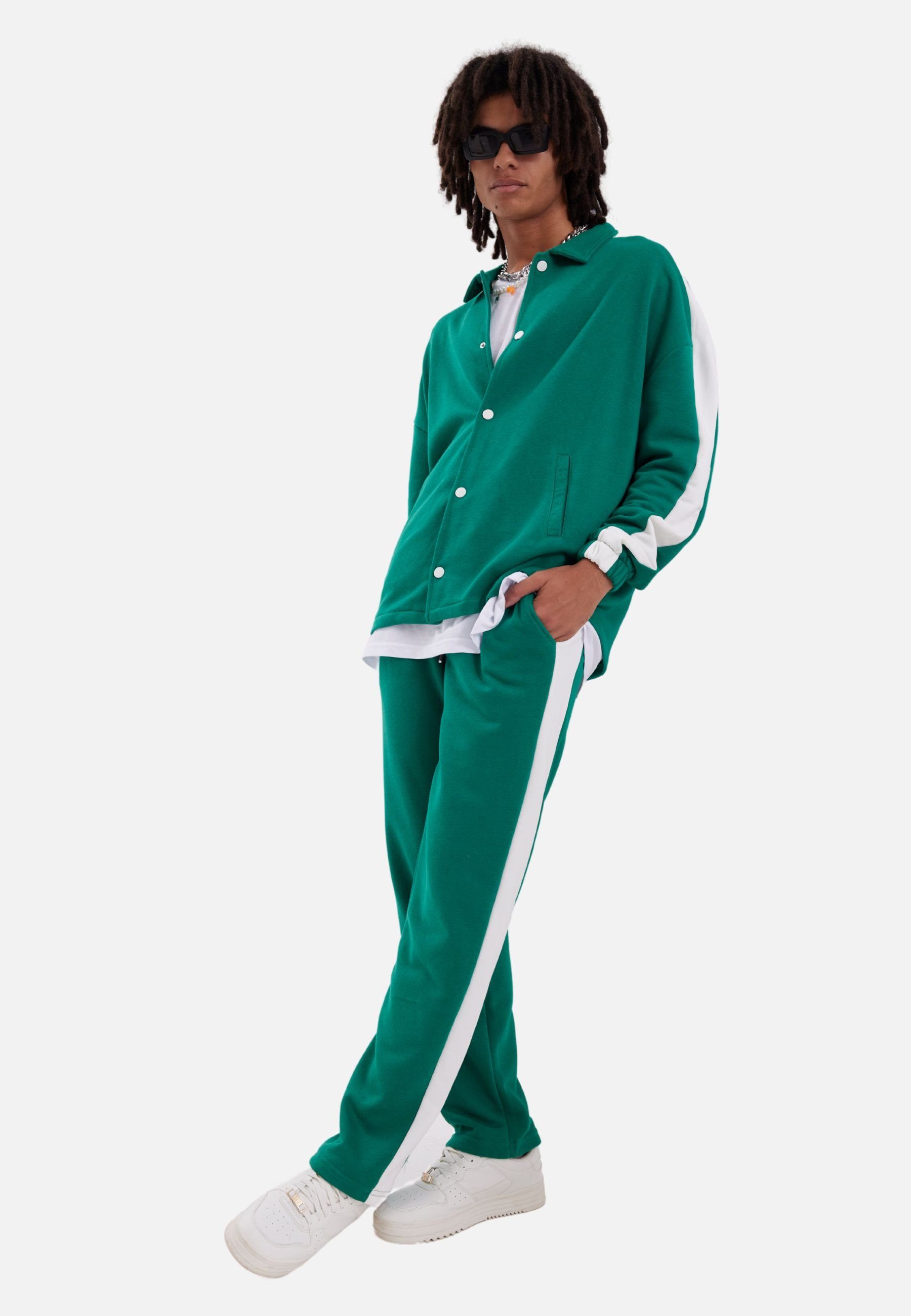 Streifen COFI Set Jogginganzug Jogginganzug Stripe Hose Jacke mit Casuals Grün