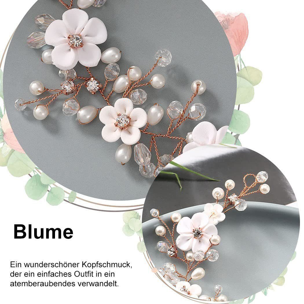 floraler Kristall,Haarschmuck,Einfach,Elegant,Entworfen Scheiffy Frauen, Brautpaare,Haarbänder für für Mädchen, und Brautjungfern,Perlenschmuck,Haarschmuck Partys für Haarschmuck,Haarschmuck aus Versammlungen(Roségold) Hochzeiten, Diadem