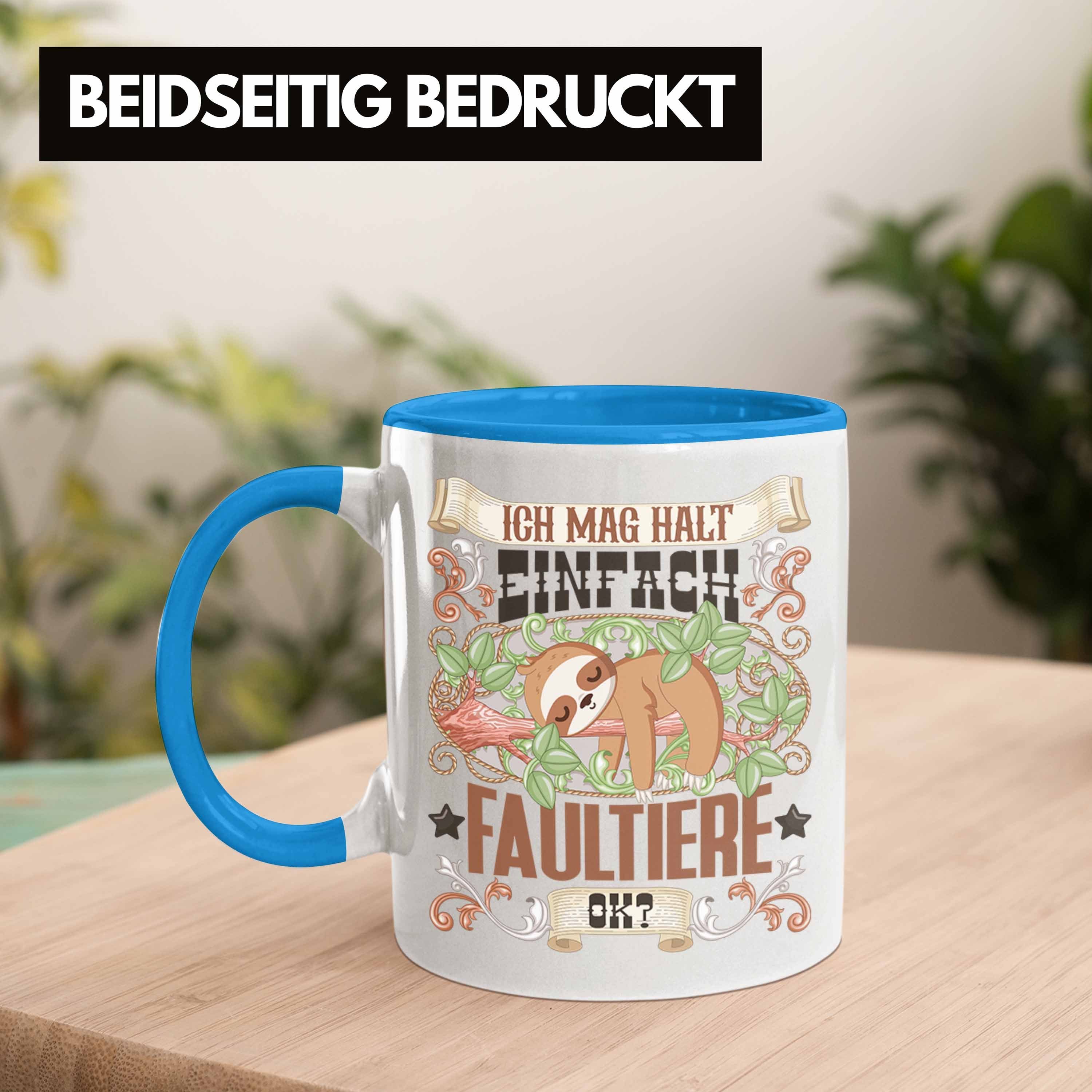 Blau Tasse Trendation - Besitzer Faultiere Tasse Spruch Geschenk Faultiere Gesche Trendation