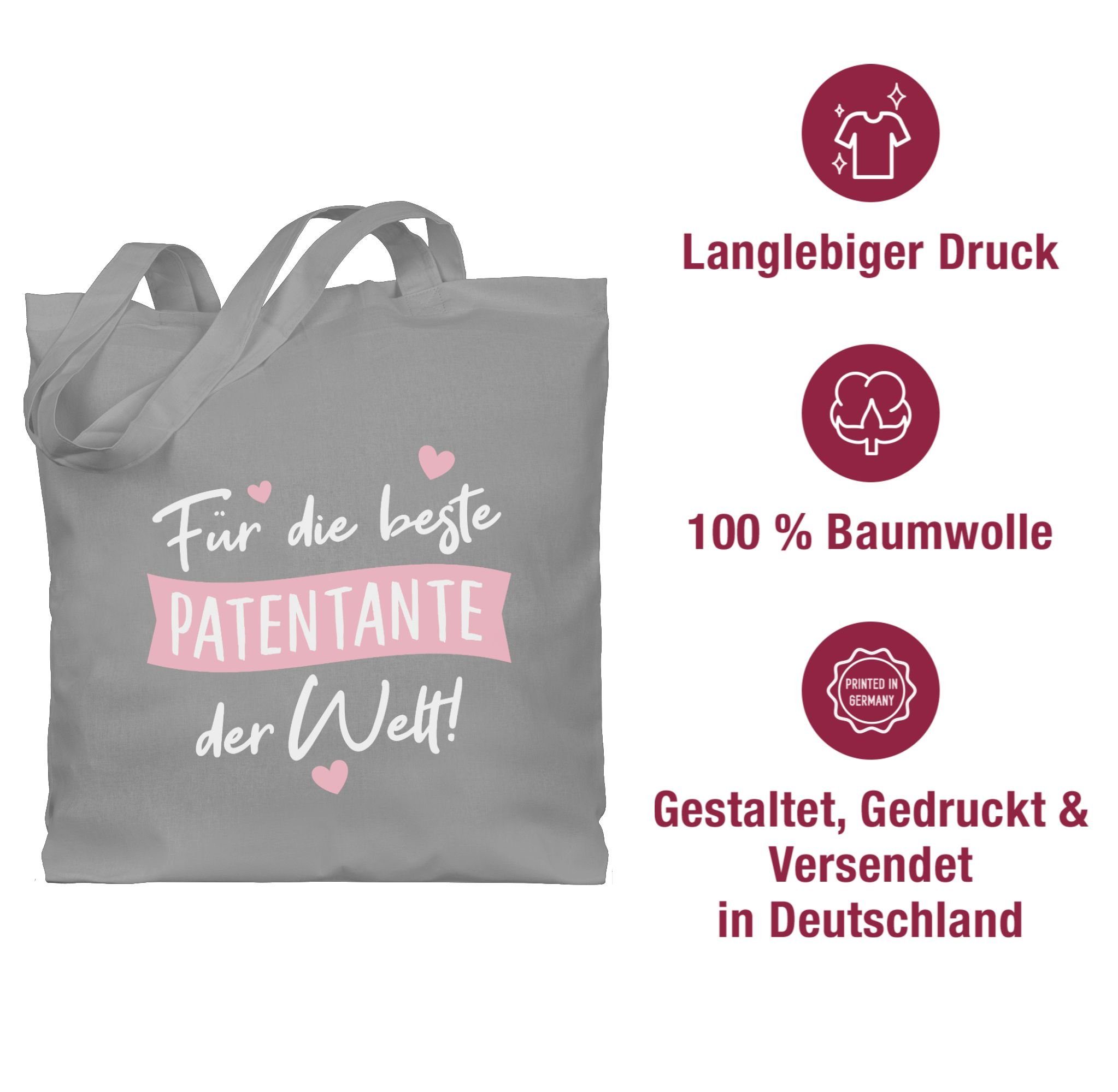 beste Umhängetasche Shirtracer die Für weiß, Patentante Welt! Hellgrau Patentante Geschenk der 2 -