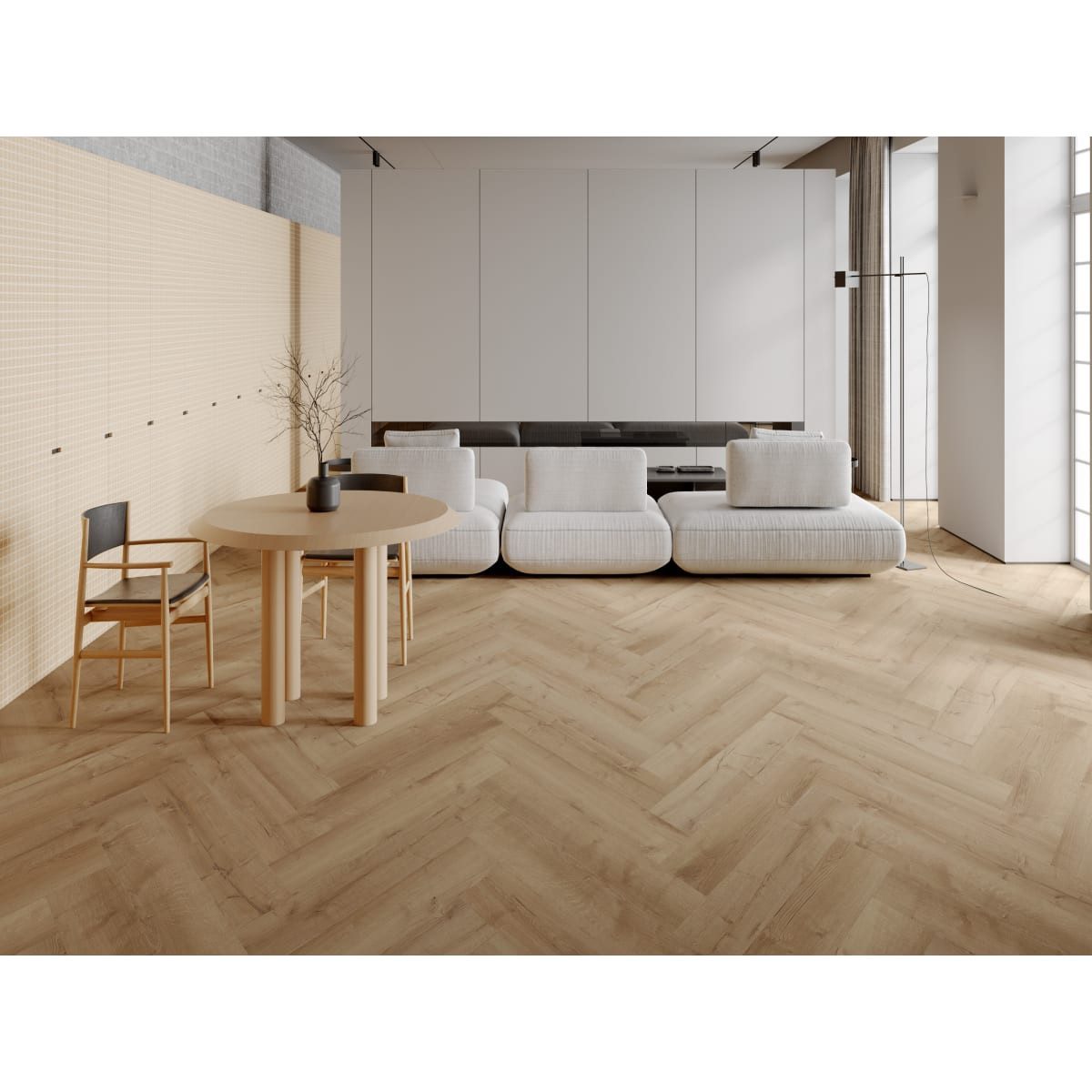 BASICfloor Vinylboden Vinylboden Heringbone Eiche harmonisch Fischgrät