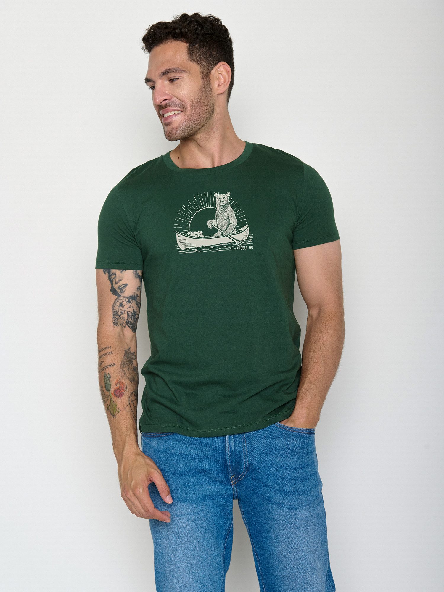 GreenBomb T-Shirt Guide Bear Canoe (1-tlg., 1) klassischer Schnitt, tailliert, Rundhalsausschnitt, Bio-Baumwolle