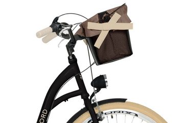 MILORD BIKES Cityrad Milord City Fahrrad Korb Damen, 28/26 Zoll, Schwarz-Creme, 7-Gang, 7 Gang, Kettenschaltung