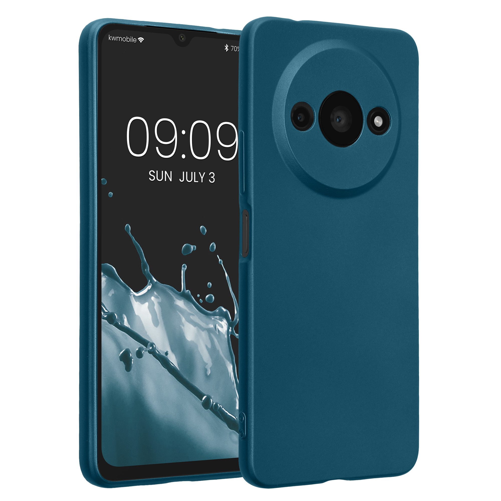 kwmobile Smartphone-Hülle Handyhülle für Xiaomi Redmi A3 Hülle, weiche Silikon Case metallisch schimmernd - Schutzhülle Cover