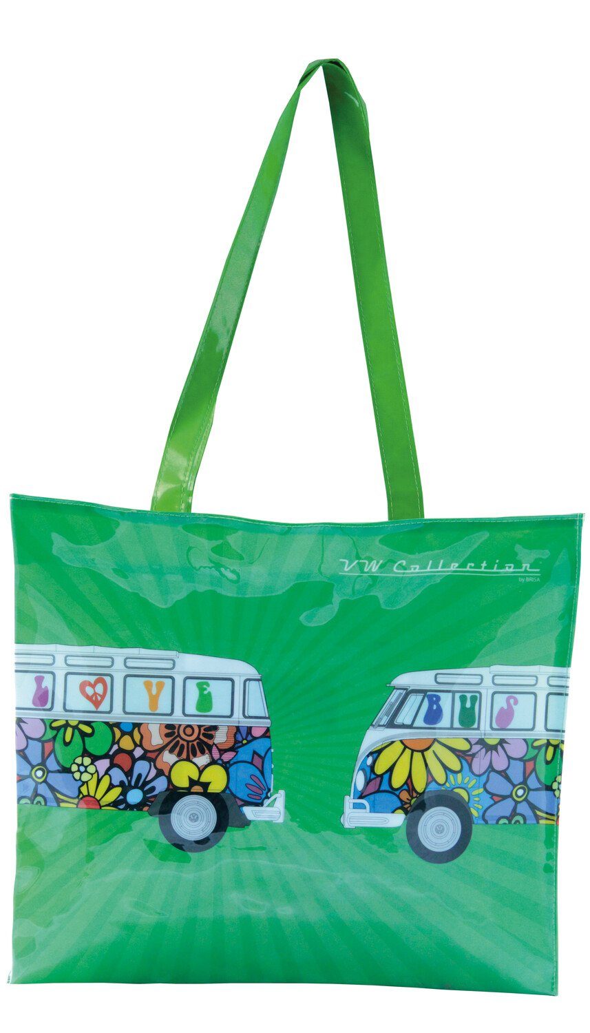 VW Collection by BRISA Einkaufsshopper Volkswagen Einkaufstasche, 16 l, im T1 Bulli Design Love Bus in bunten Farben