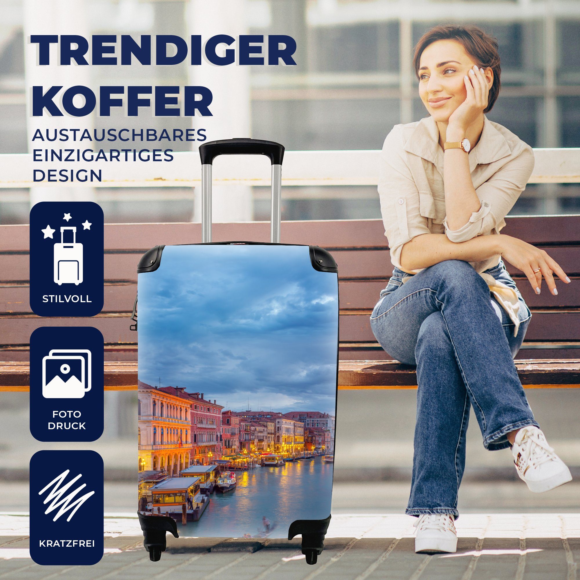 Reisetasche Handgepäckkoffer für Wasser Trolley, Rollen, Reisekoffer - 4 Nacht rollen, Handgepäck Ferien, - mit Venedig, MuchoWow