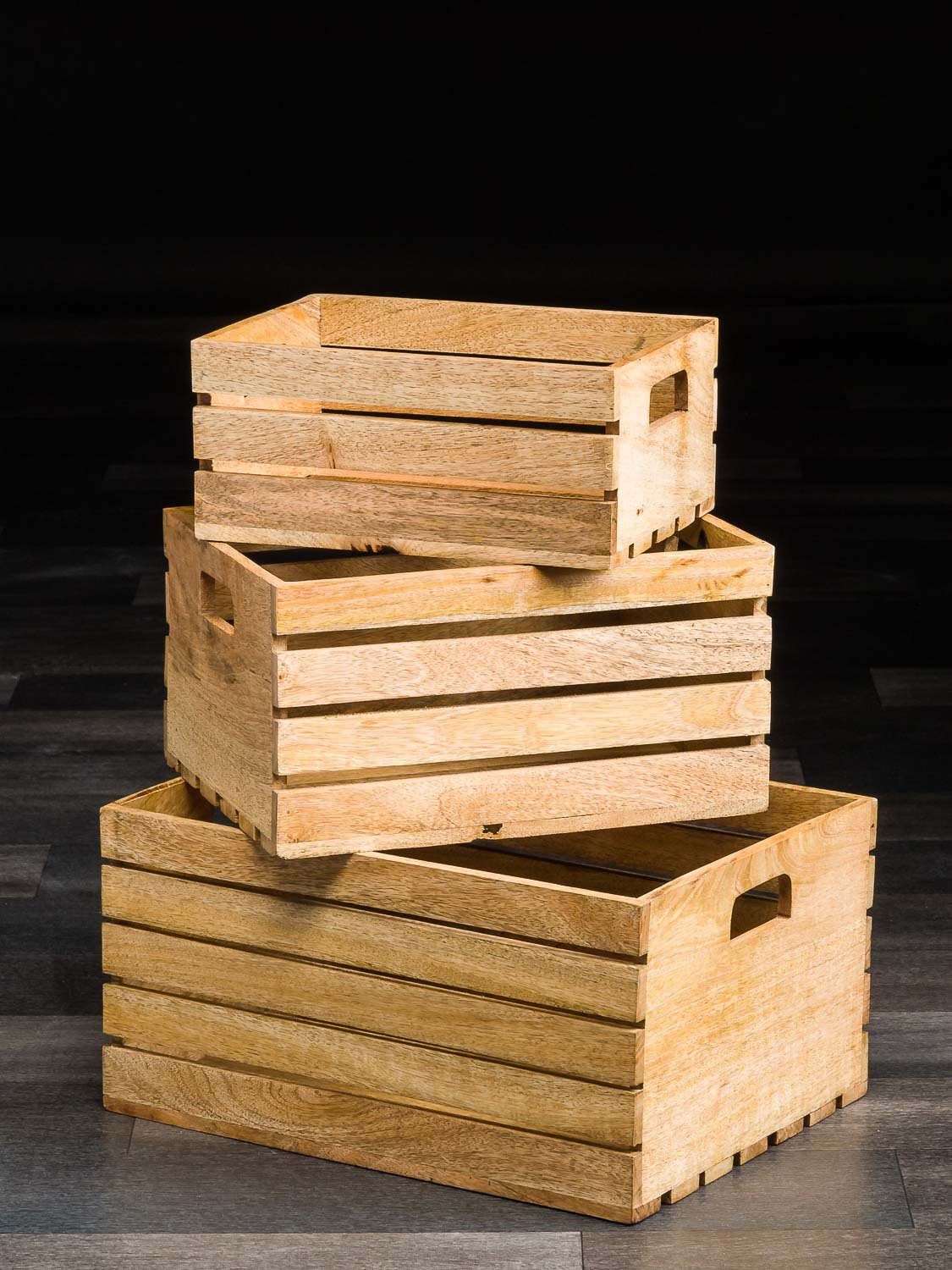 Aubaho Dekofigur Weinkiste Holzkiste Holz Kiste 3x Box Antik-St Allzweckkiste Obstkiste