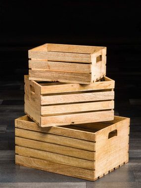 Aubaho Dekofigur 3x Holz Kiste Allzweckkiste Holzkiste Weinkiste Obstkiste Box Antik-St