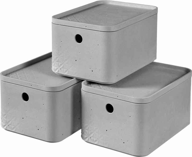 Curver Organizer BETON S (Set, 3 St), Aufbewahrungsbox, stapelbar, je 4 Liter