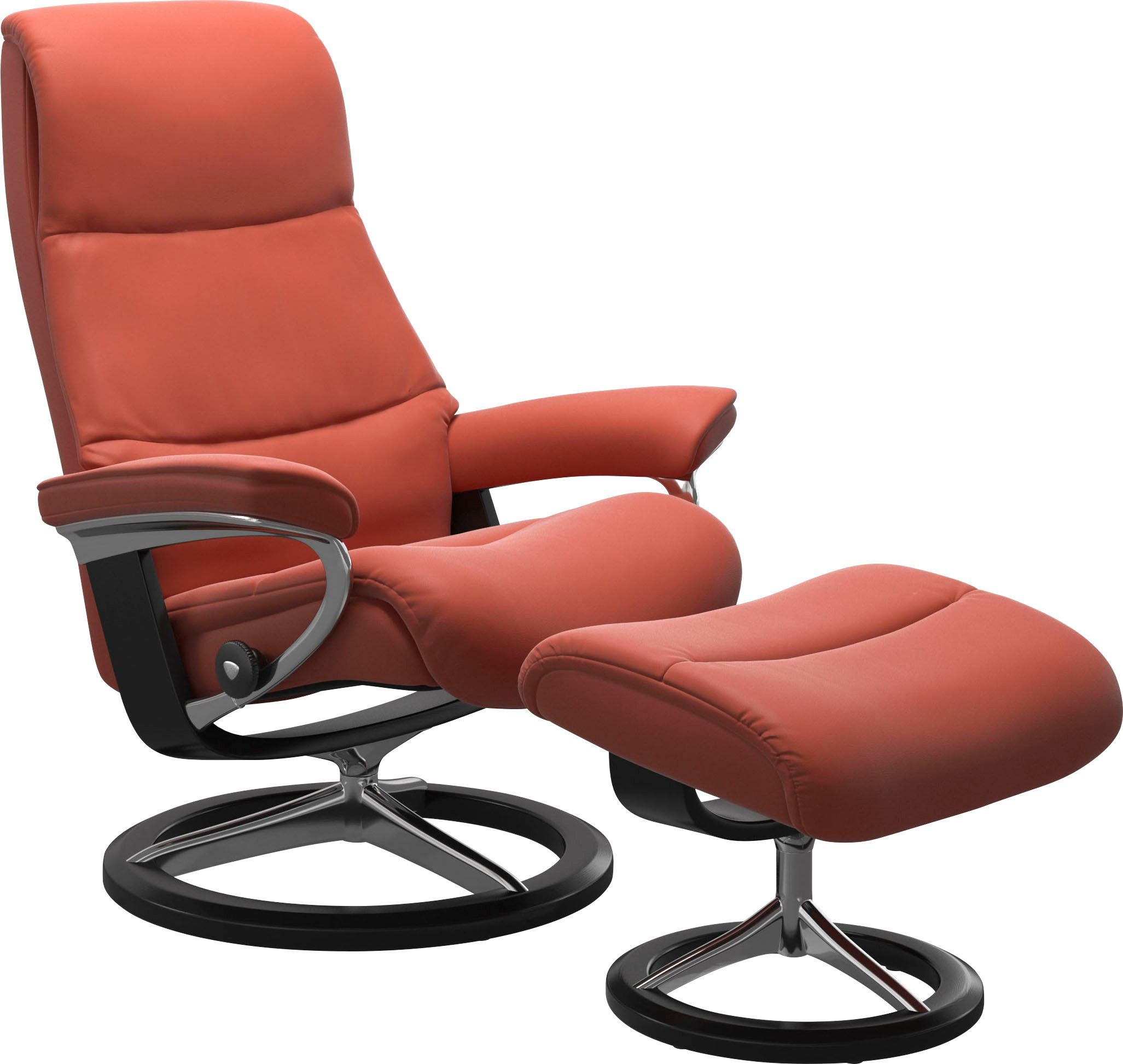 Stressless® Relaxsessel mit (Set, View Signature S,Gestell mit Schwarz Base, Größe Hocker), Relaxsessel